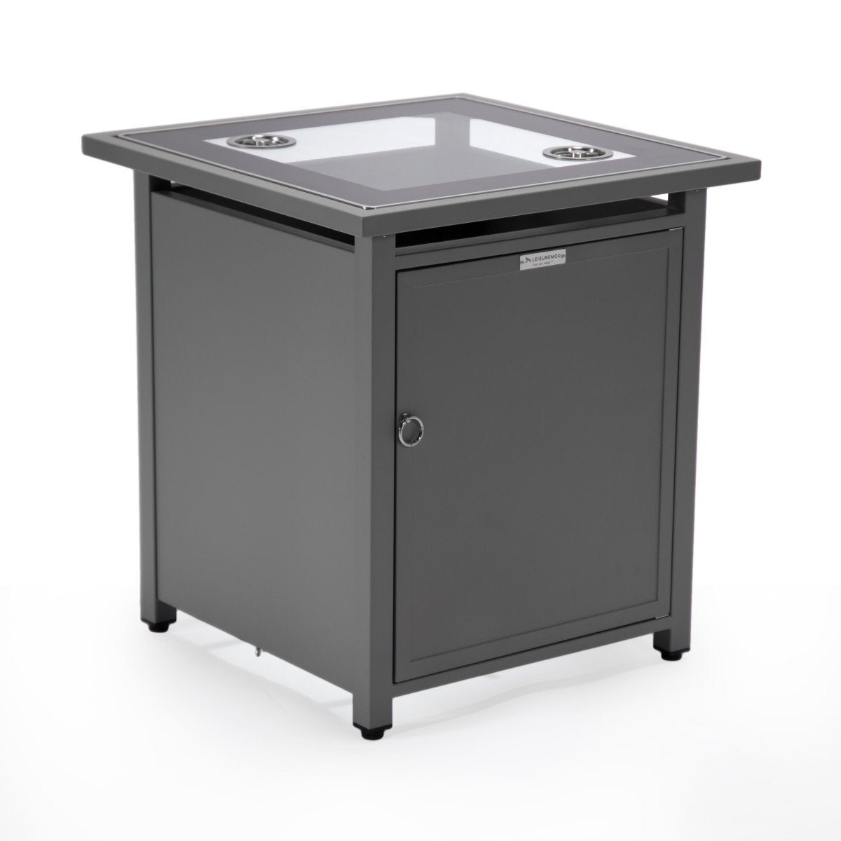 Walbrooke Modern Square Tank Holder Table with Tempered Glass Top and Powder Coated Aluminum Slats/Non Slats Design