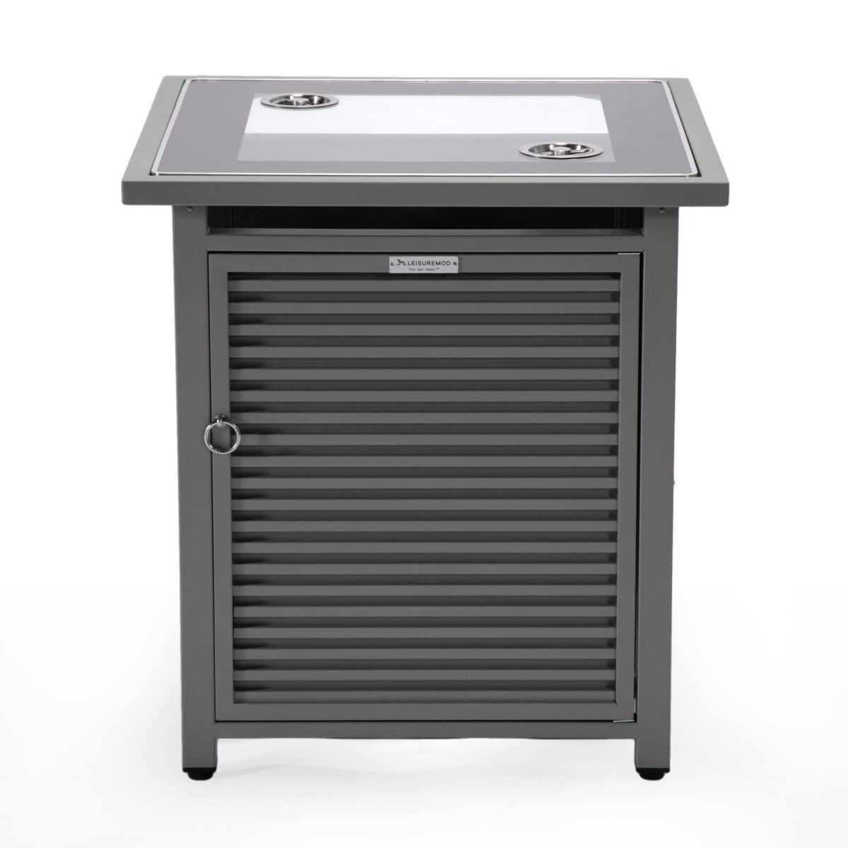 Walbrooke Modern Square Tank Holder Table with Tempered Glass Top and Powder Coated Aluminum Slats/Non Slats Design