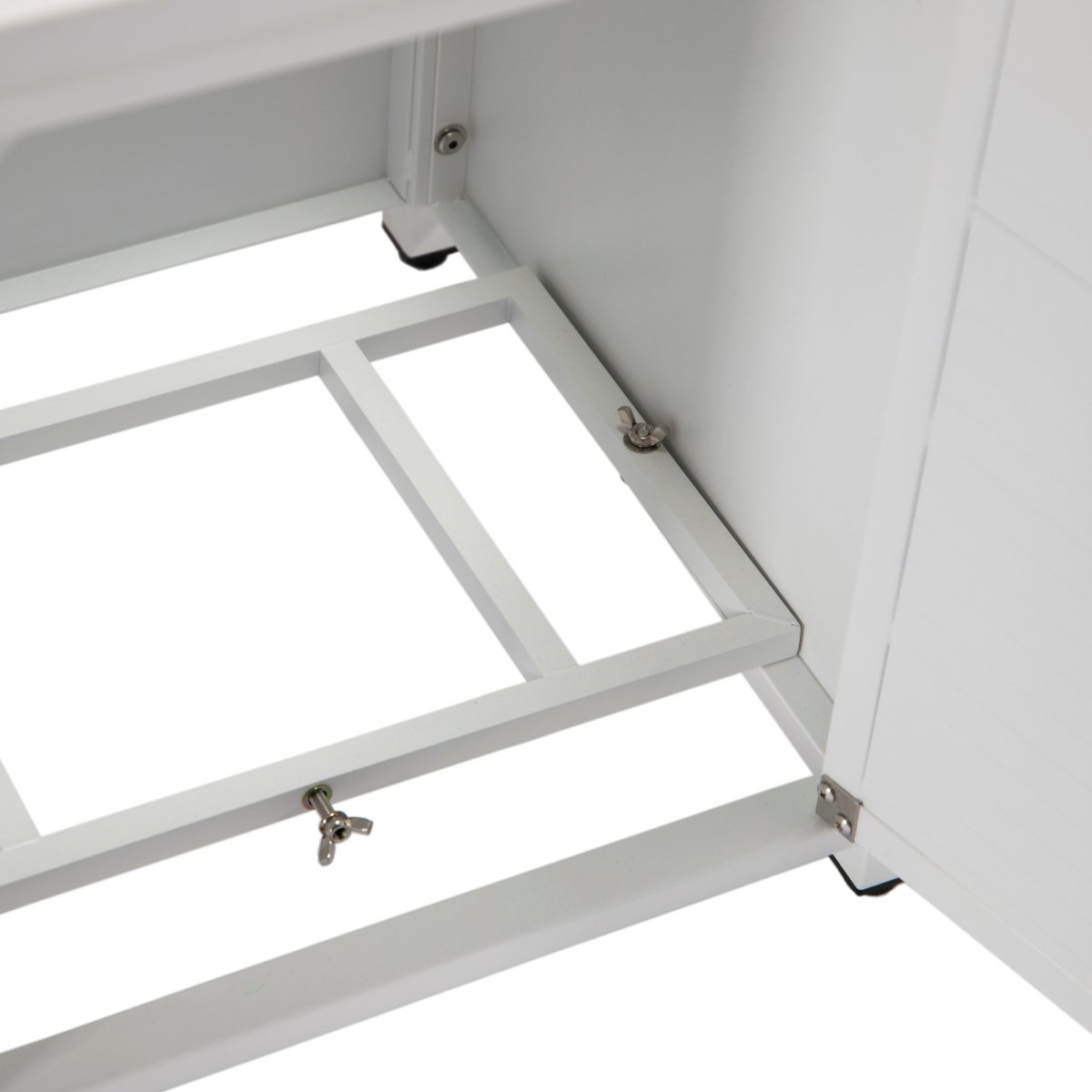 Walbrooke Modern Square Tank Holder Table with Tempered Glass Top and Powder Coated Aluminum Slats/Non Slats Design