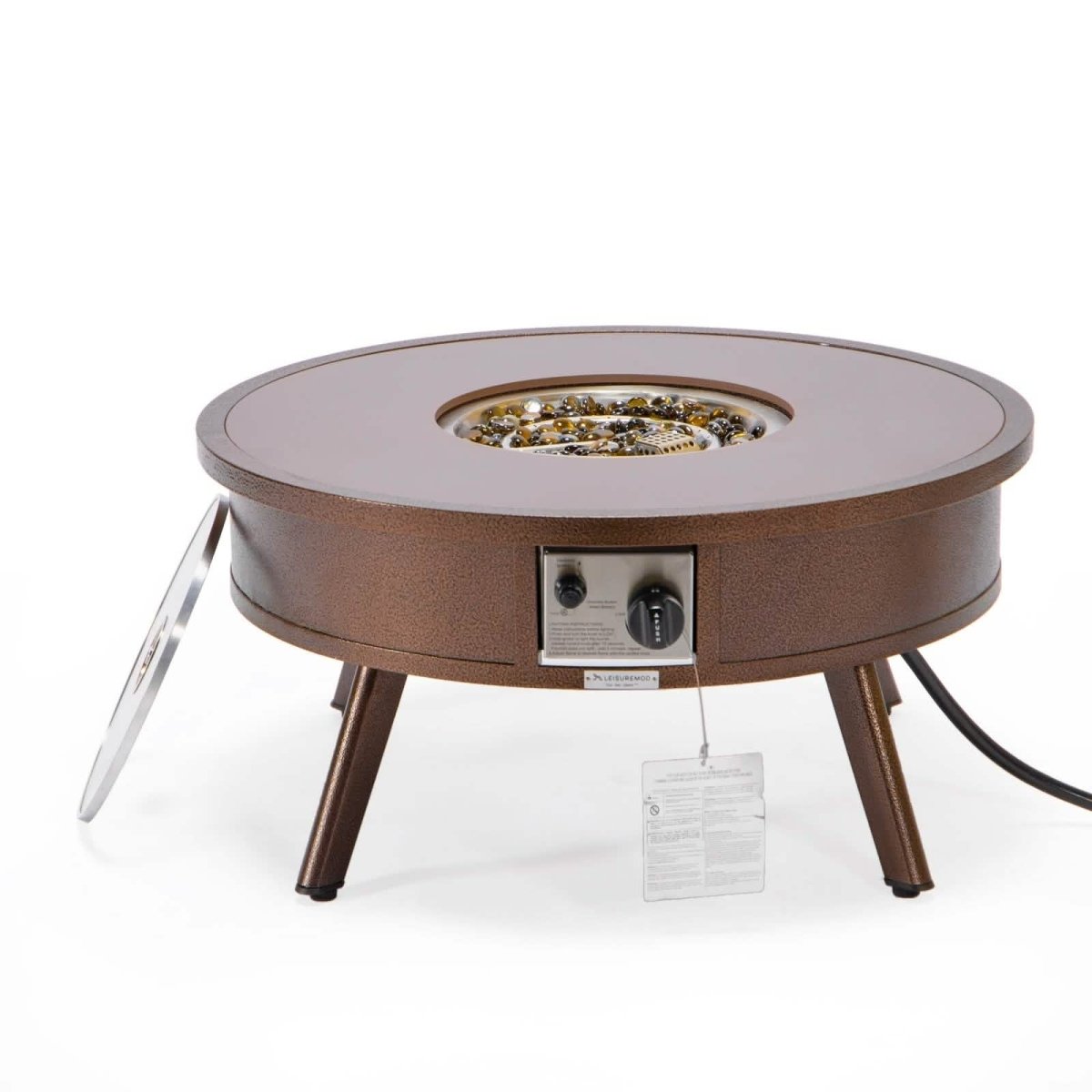 Walbrooke Outdoor Patio Round Fire Pit and Tank Holder White Fire Pits Leisuremod