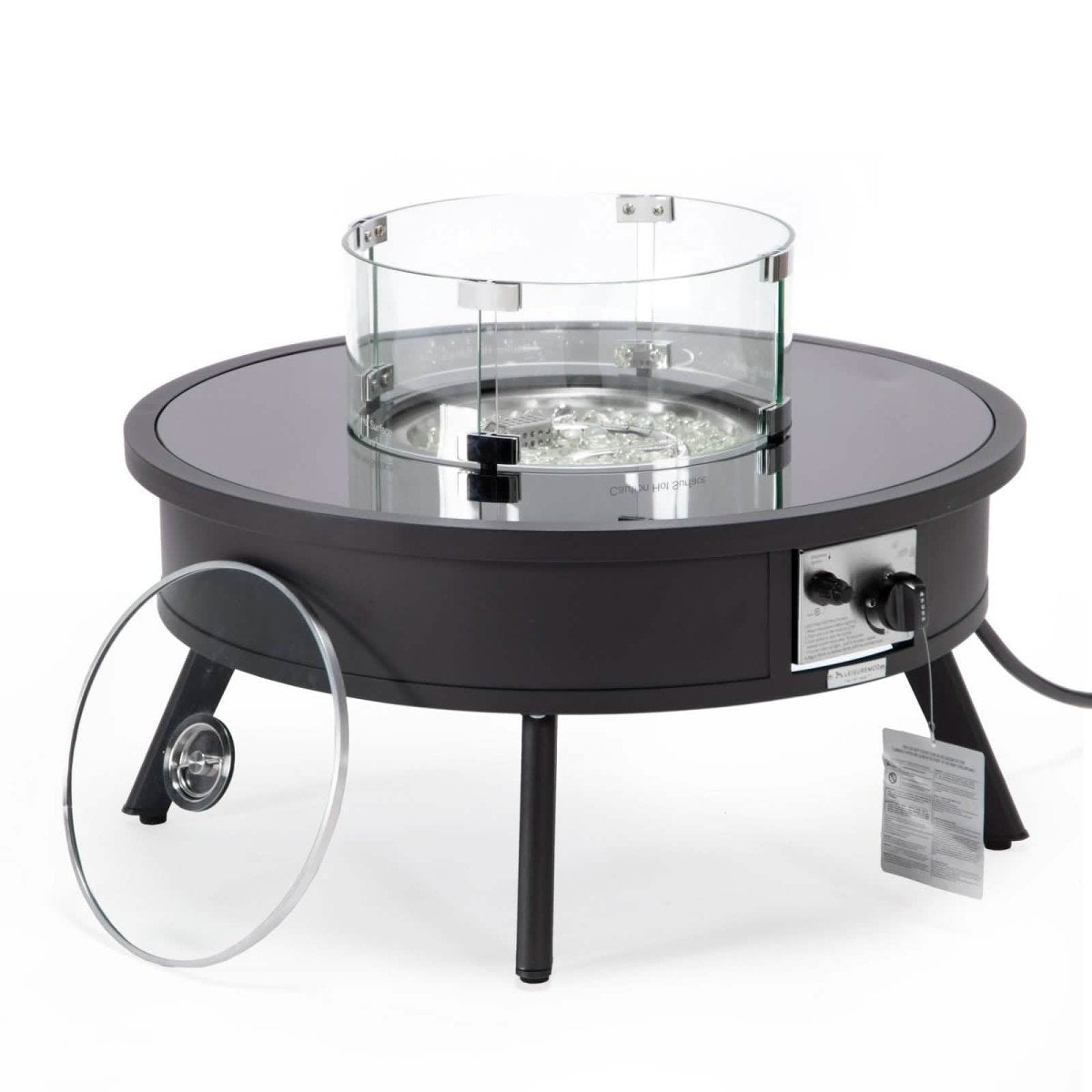 Walbrooke Outdoor Patio Round Fire Pit and Tank Holder White Fire Pits Leisuremod
