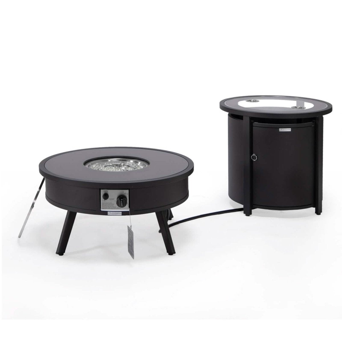 Walbrooke Outdoor Patio Round Fire Pit and Tank Holder White Fire Pits Leisuremod