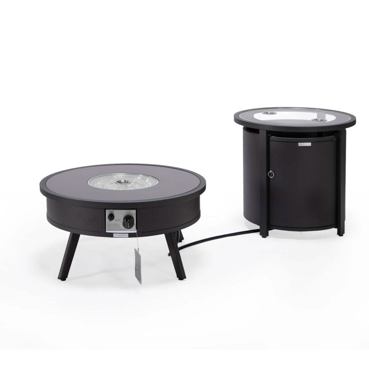 Walbrooke Outdoor Patio Round Fire Pit and Tank Holder White Fire Pits Leisuremod