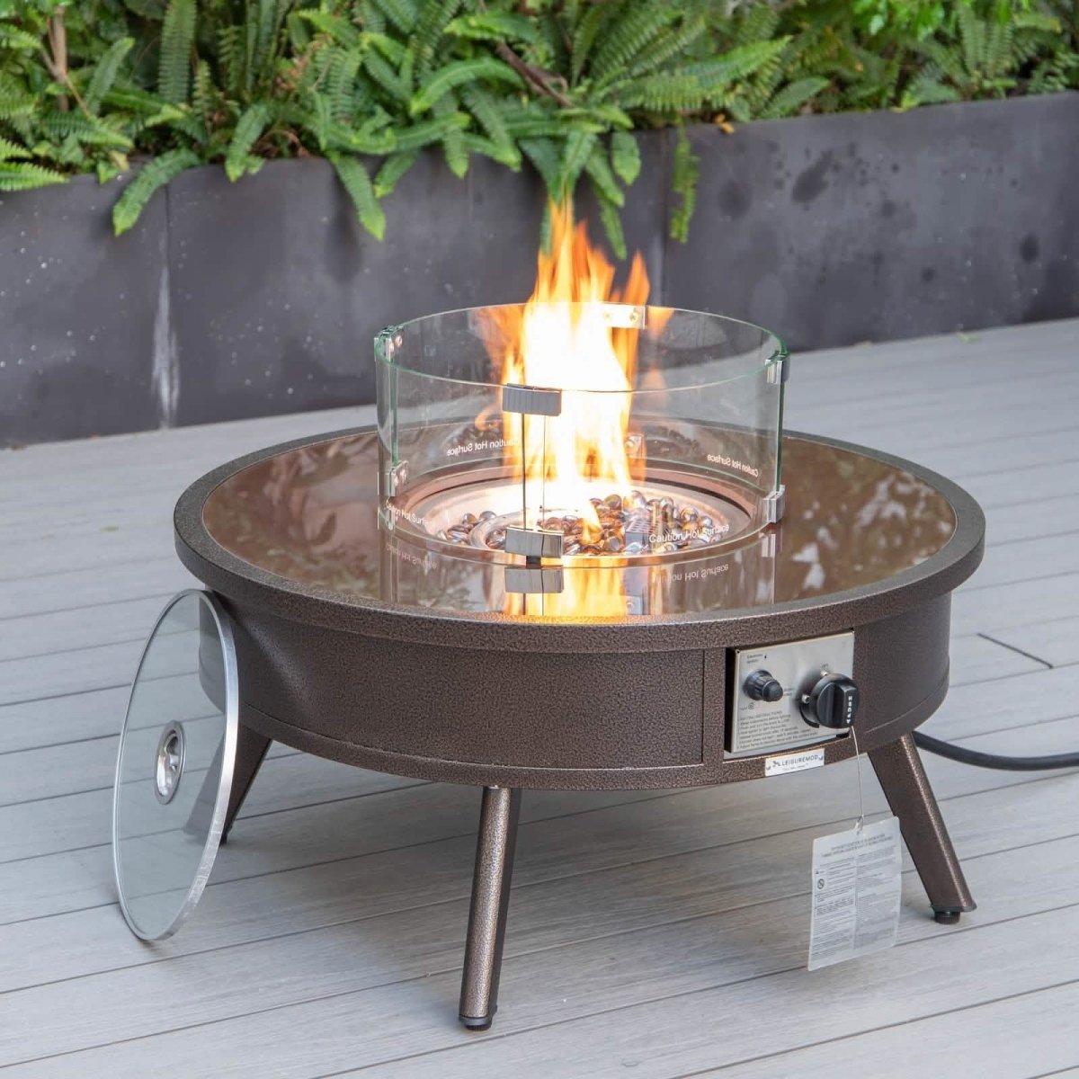 Walbrooke Outdoor Patio Round Fire Pit and Tank Holder White Fire Pits Leisuremod