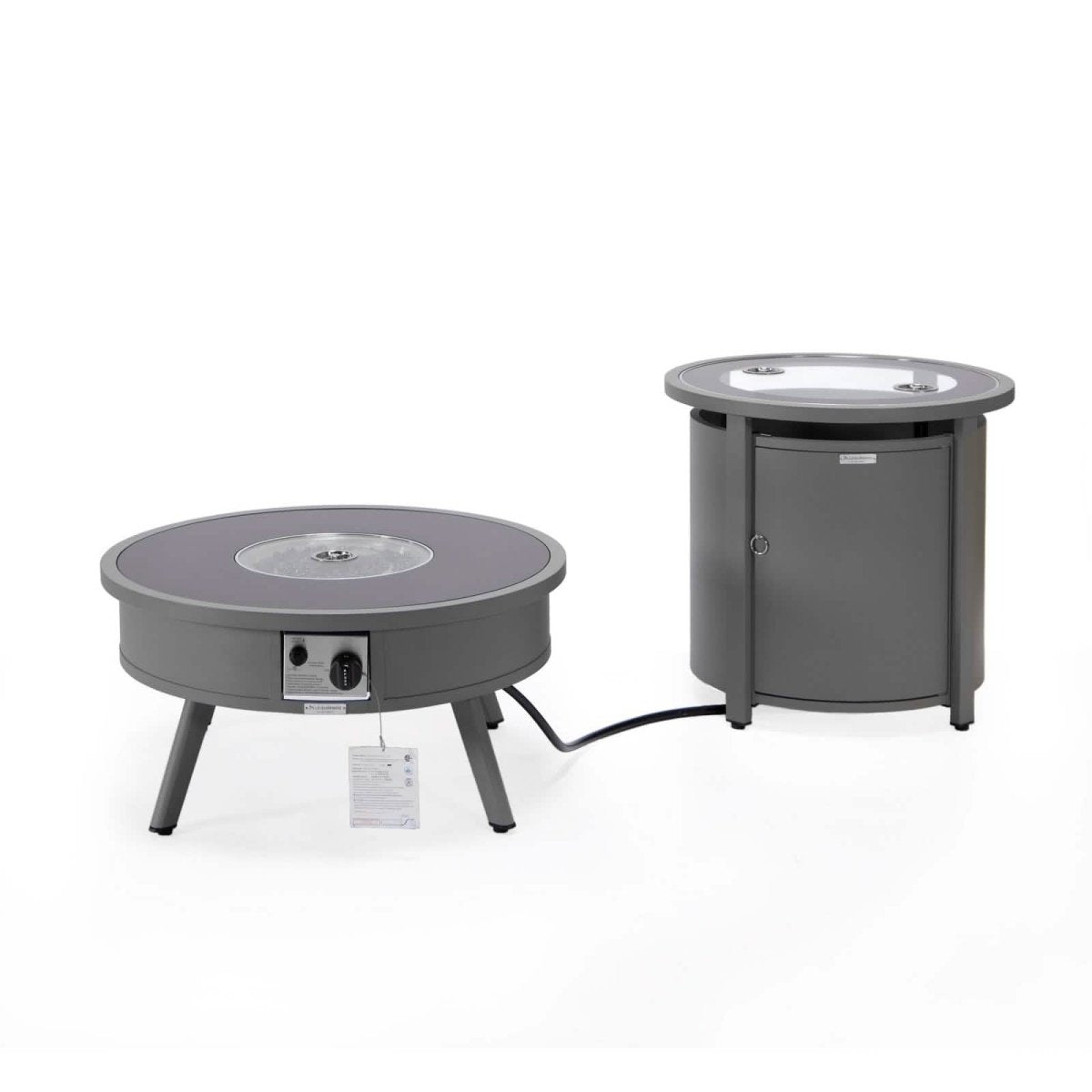 Walbrooke Outdoor Patio Round Fire Pit and Tank Holder White Fire Pits Leisuremod