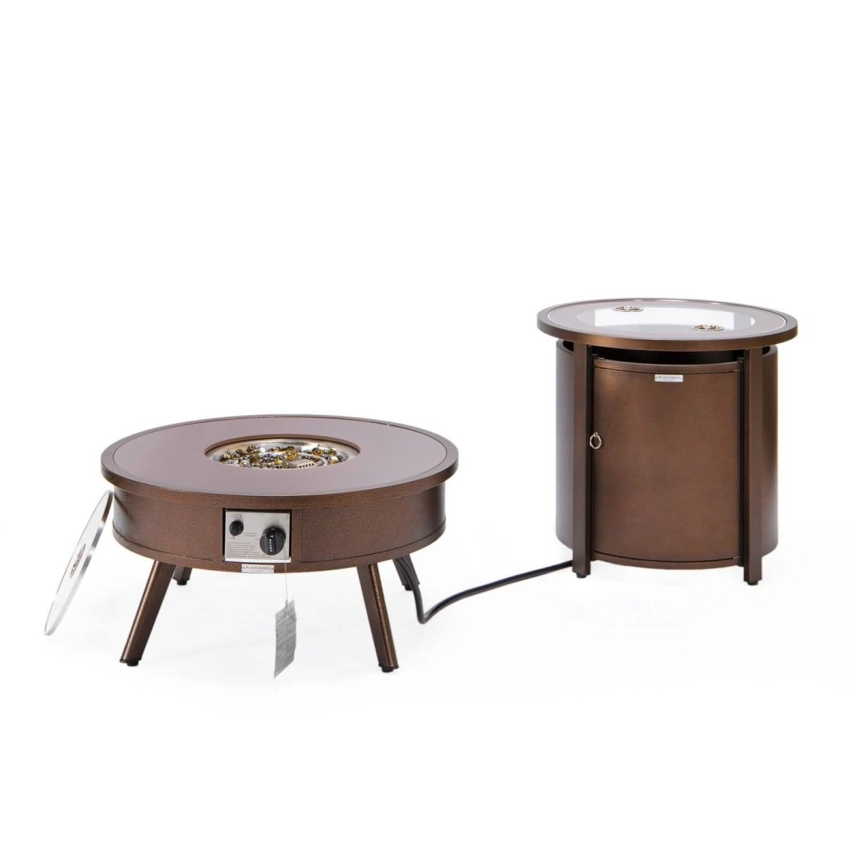 Walbrooke Outdoor Patio Round Fire Pit and Tank Holder White Fire Pits Leisuremod