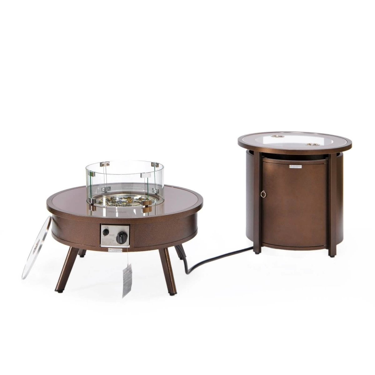 Walbrooke Outdoor Patio Round Fire Pit and Tank Holder White Fire Pits Leisuremod