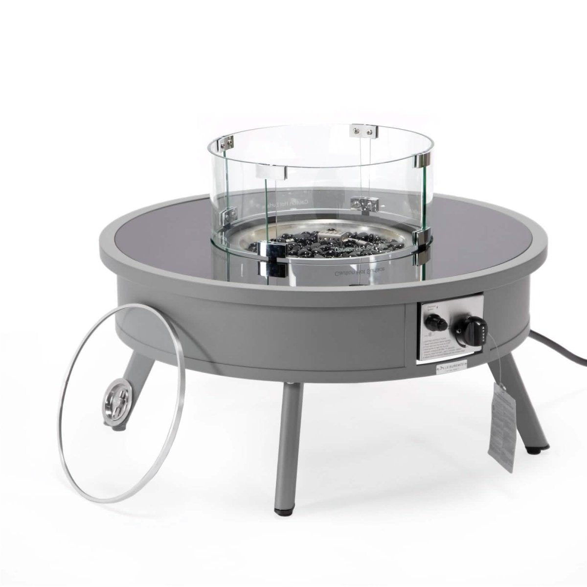 Walbrooke Outdoor Patio Round Fire Pit and Tank Holder White Fire Pits Leisuremod