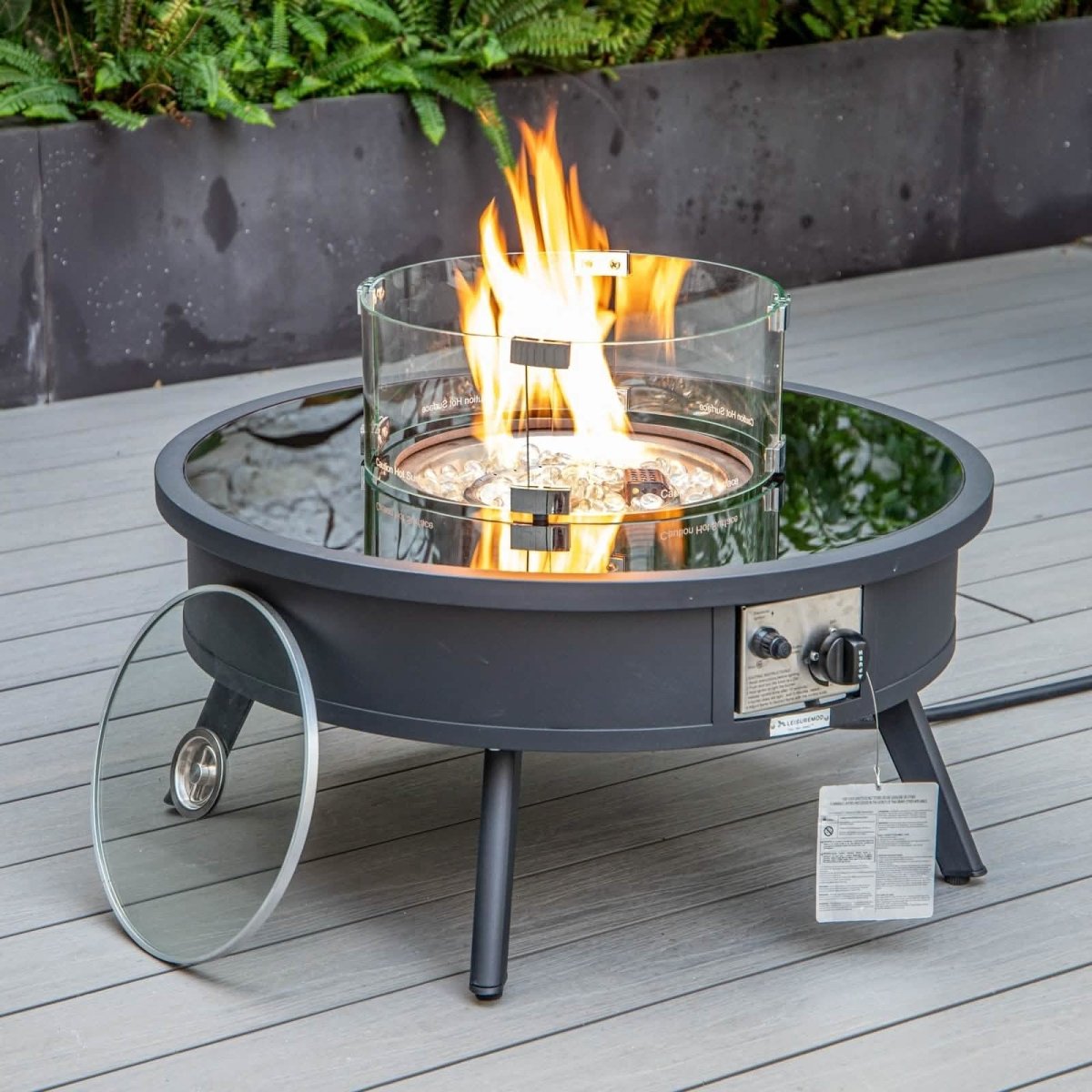 Walbrooke Outdoor Patio Round Fire Pit and Tank Holder White Fire Pits Leisuremod