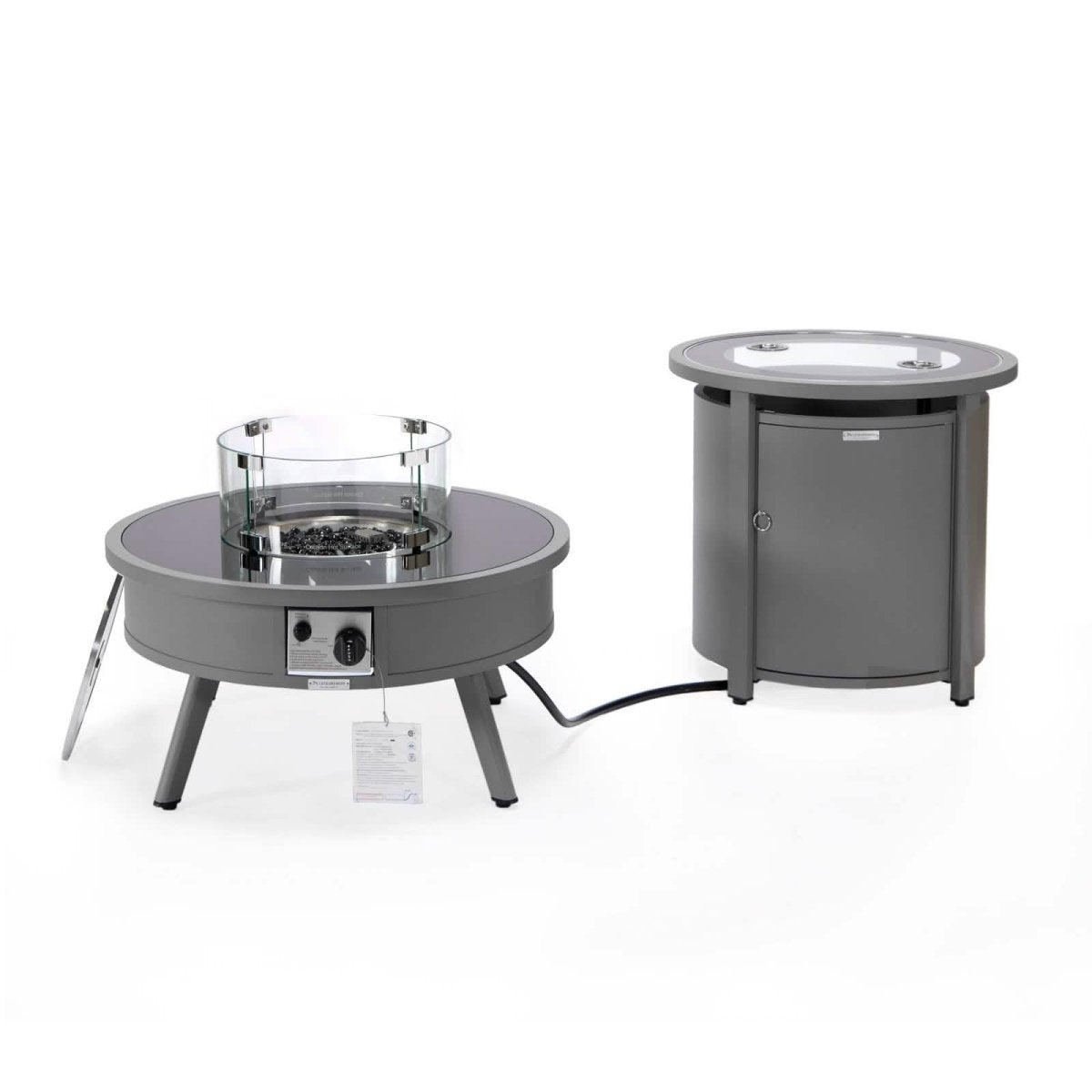 Walbrooke Outdoor Patio Round Fire Pit and Tank Holder White Fire Pits Leisuremod