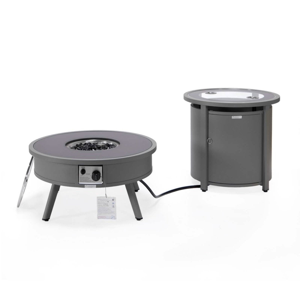 Walbrooke Outdoor Patio Round Fire Pit and Tank Holder White Fire Pits Leisuremod