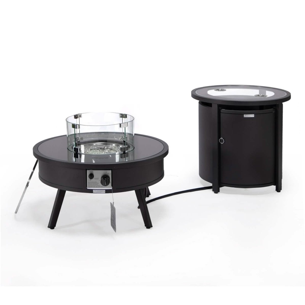 Walbrooke Outdoor Patio Round Fire Pit and Tank Holder White Fire Pits Leisuremod