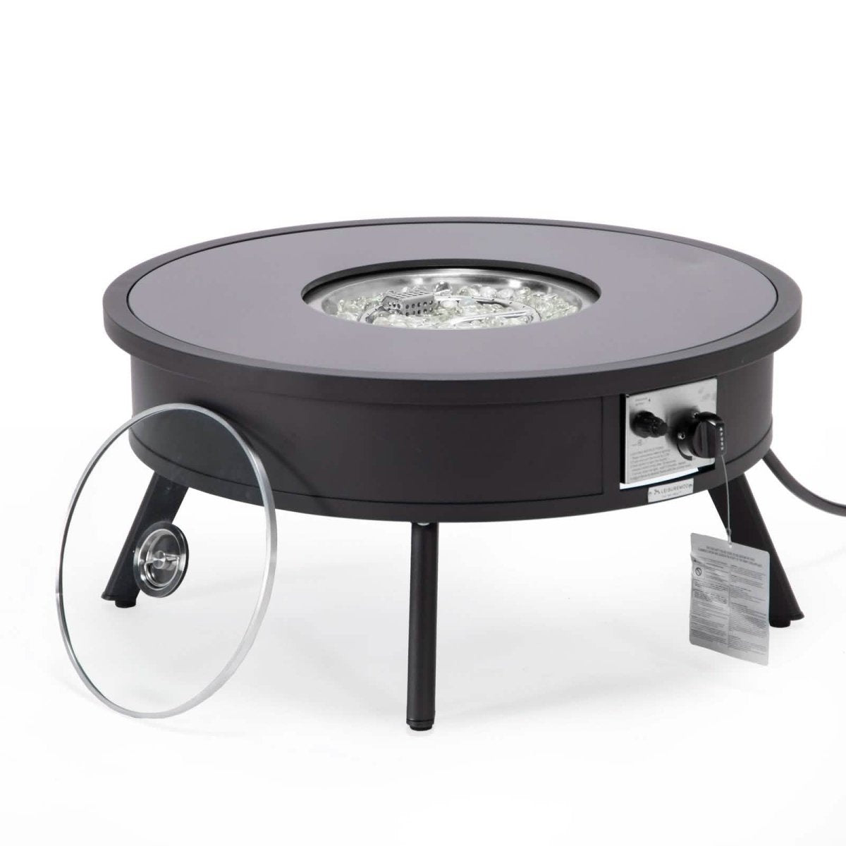 Walbrooke Outdoor Patio Round Fire Pit and Tank Holder White Fire Pits Leisuremod