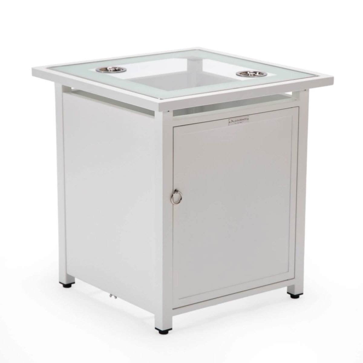 Walbrooke Outdoor Patio Square Fire Pit and Tank Holder White Fire Pits Leisuremod