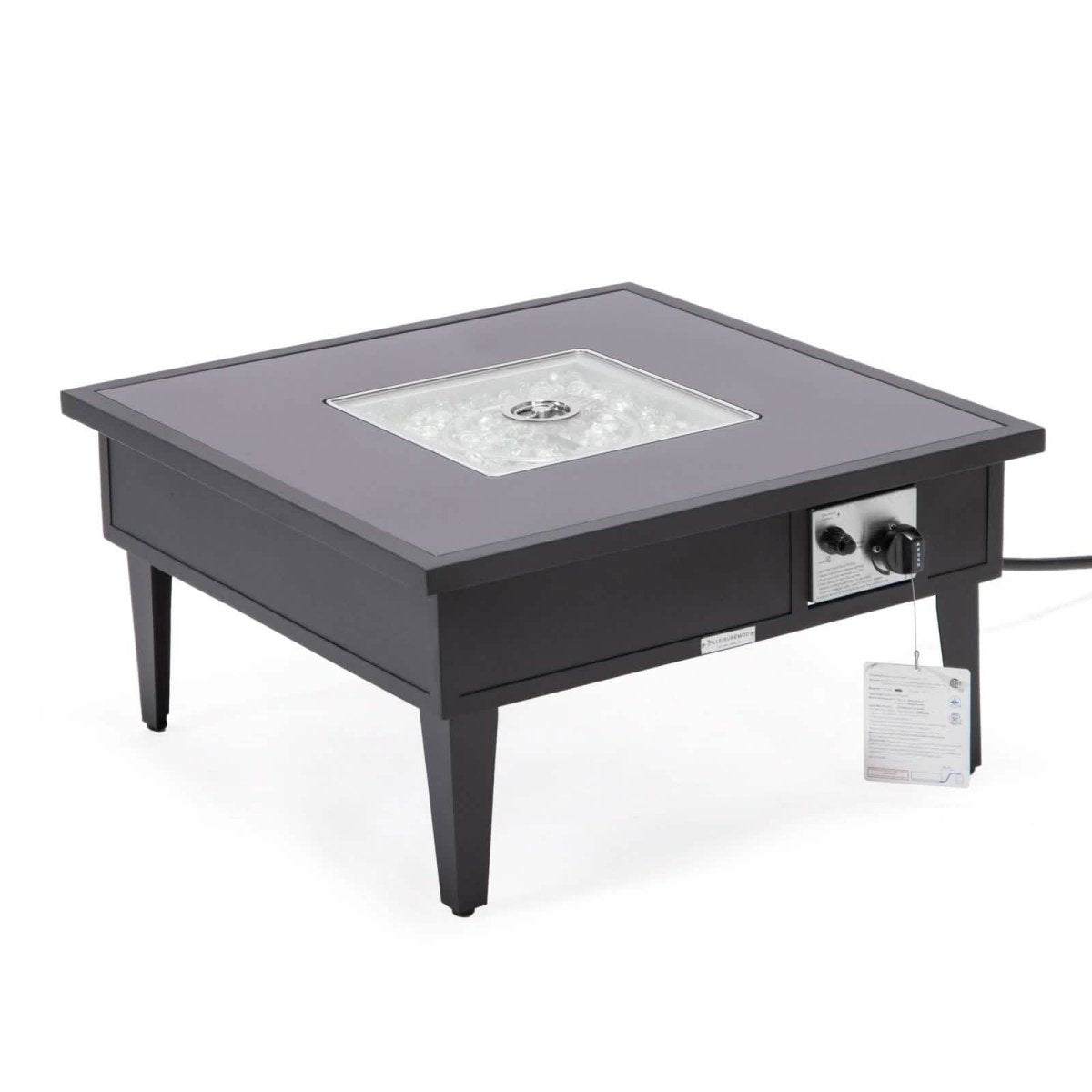 Walbrooke Outdoor Patio Square Fire Pit and Tank Holder Black Fire Pits Leisuremod