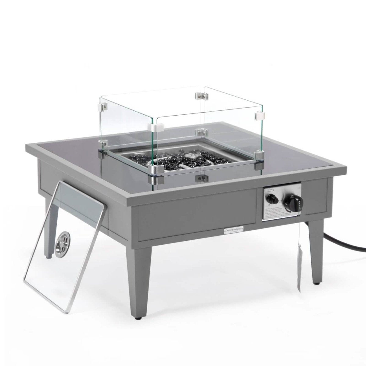 Walbrooke Outdoor Patio Square Fire Pit and Tank Holder White Fire Pits Leisuremod