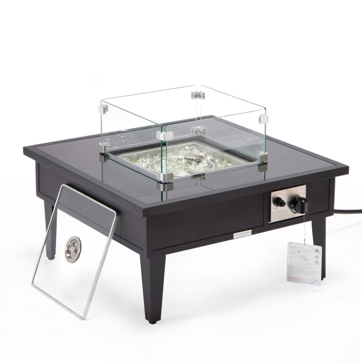 Walbrooke Outdoor Patio Square Fire Pit and Tank Holder White Fire Pits Leisuremod