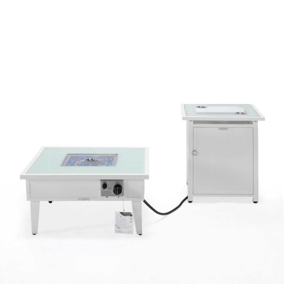 Walbrooke Outdoor Patio Square Fire Pit and Tank Holder White Fire Pits Leisuremod