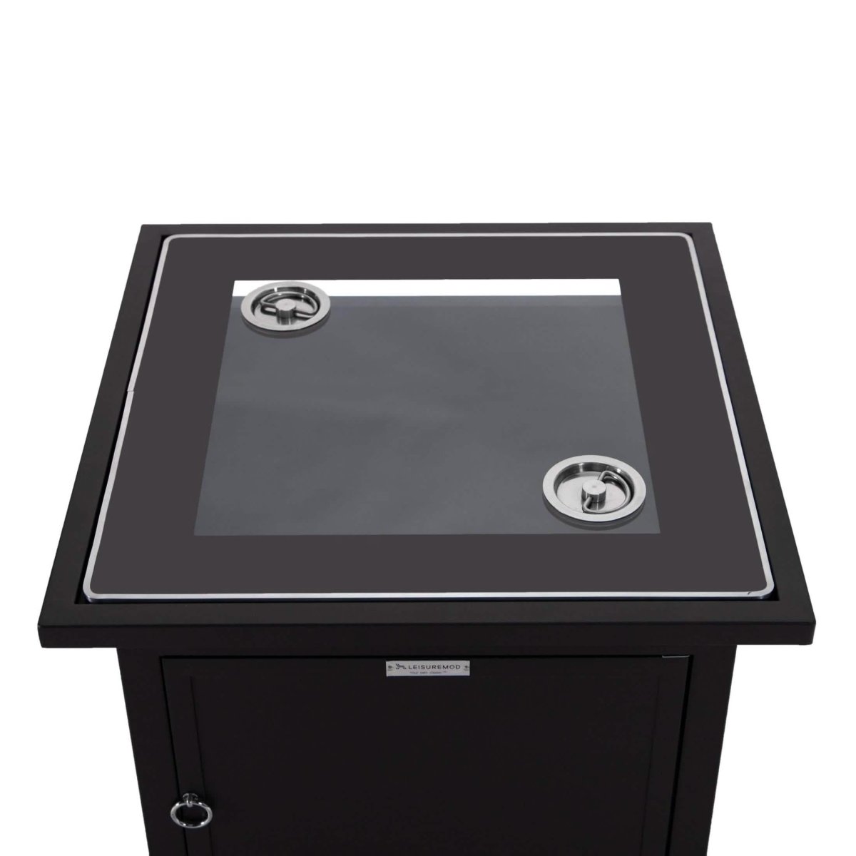 Walbrooke Outdoor Patio Square Fire Pit and Tank Holder Black Fire Pits Leisuremod