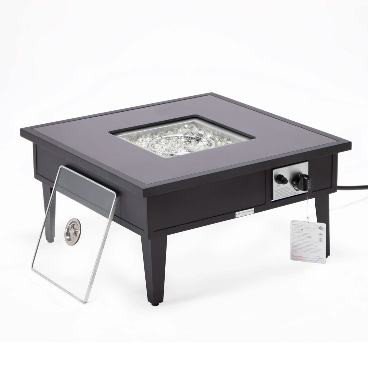 Walbrooke Outdoor Patio Square Fire Pit and Tank Holder Black Fire Pits Leisuremod