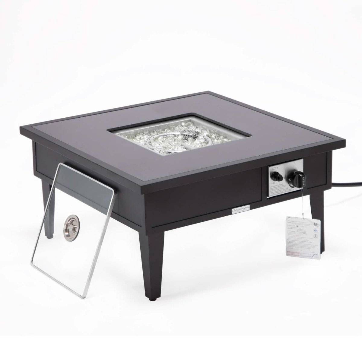 Walbrooke Outdoor Patio Square Fire Pit and Tank Holder White Fire Pits Leisuremod