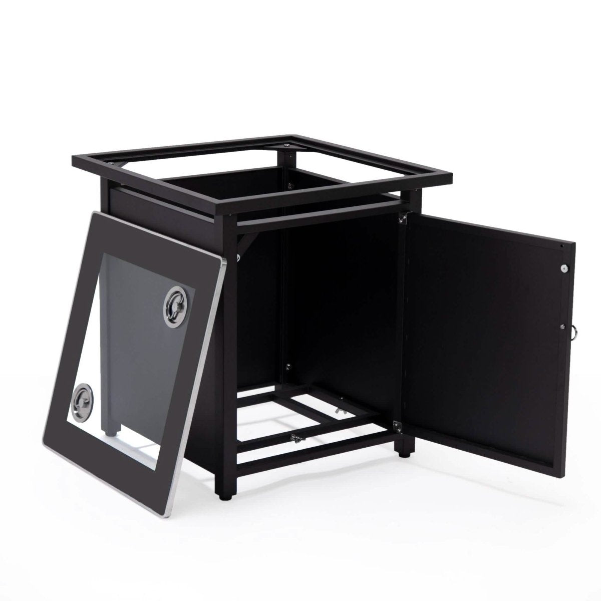 Walbrooke Outdoor Patio Square Fire Pit and Tank Holder Black Fire Pits Leisuremod