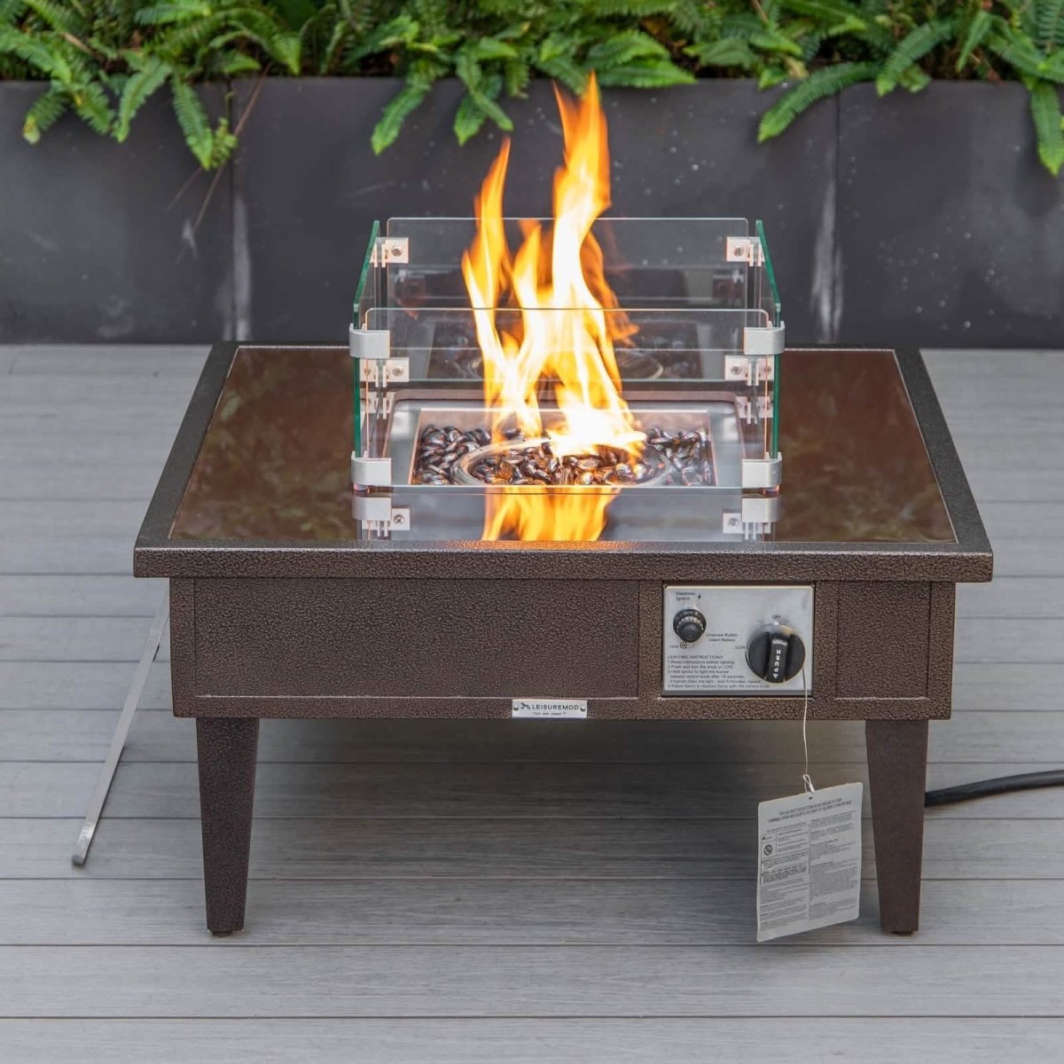 Walbrooke Outdoor Patio Square Fire Pit and Tank Holder White Fire Pits Leisuremod
