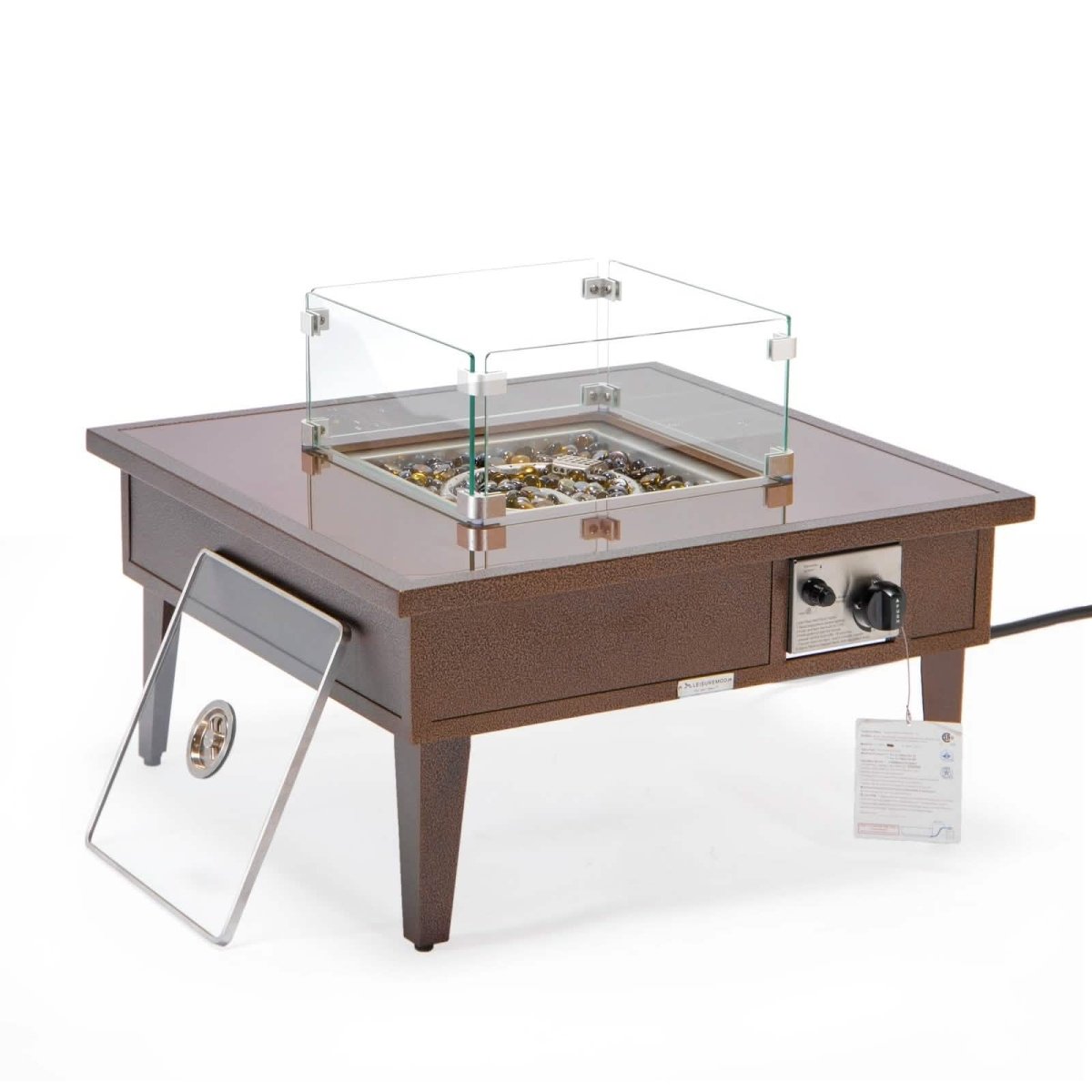 Walbrooke Outdoor Patio Square Fire Pit and Tank Holder White Fire Pits Leisuremod