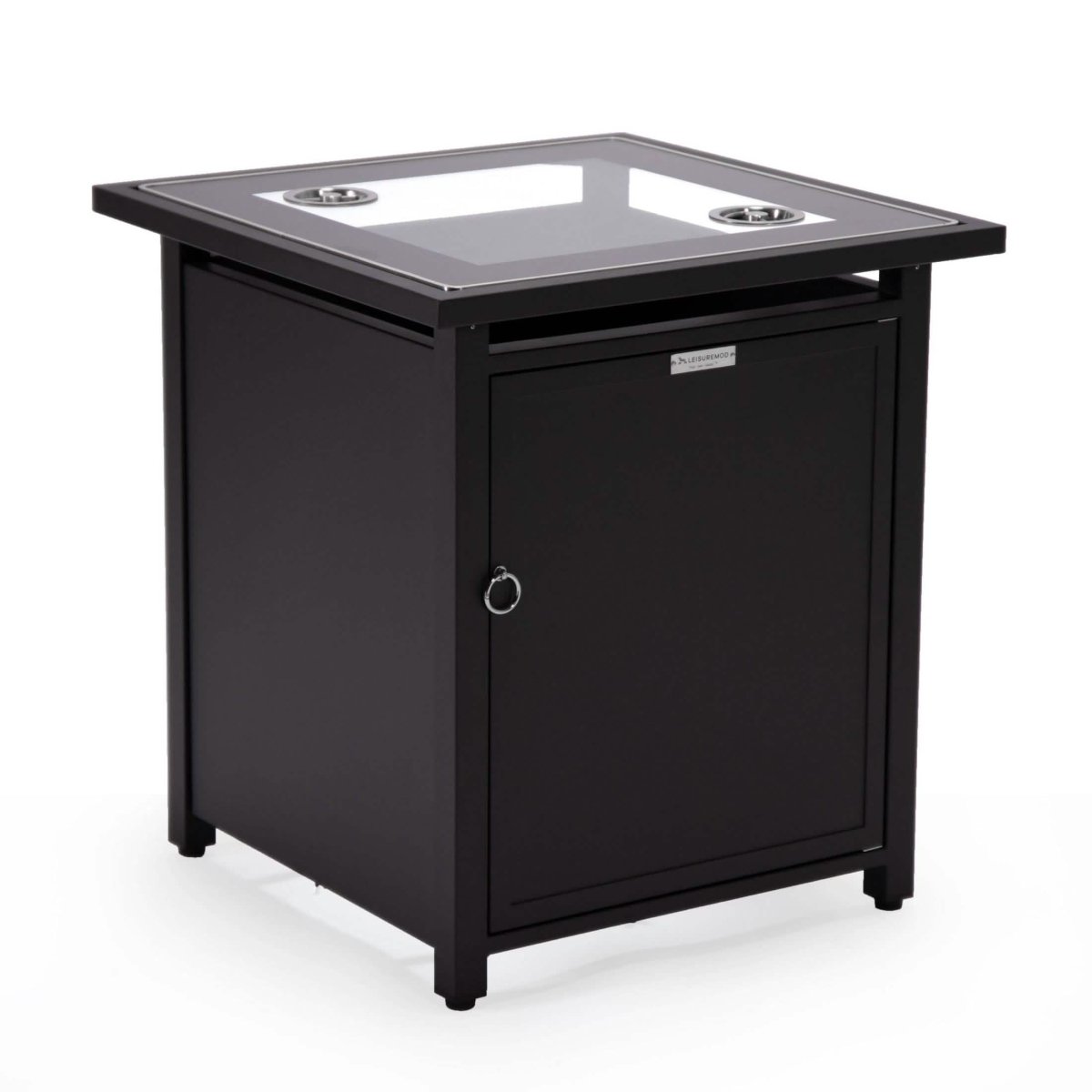 Walbrooke Outdoor Patio Square Fire Pit and Tank Holder Black Fire Pits Leisuremod