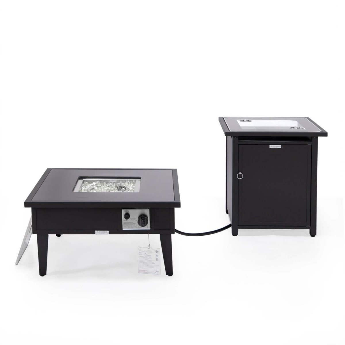Walbrooke Outdoor Patio Square Fire Pit and Tank Holder Black Fire Pits Leisuremod