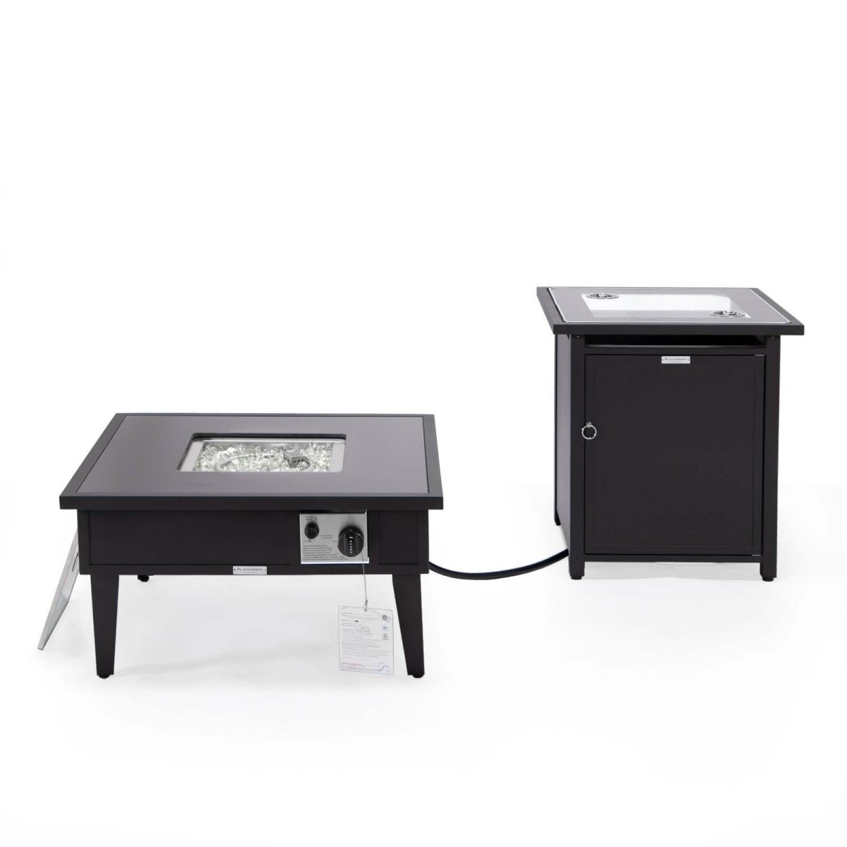Walbrooke Outdoor Patio Square Fire Pit and Tank Holder White Fire Pits Leisuremod