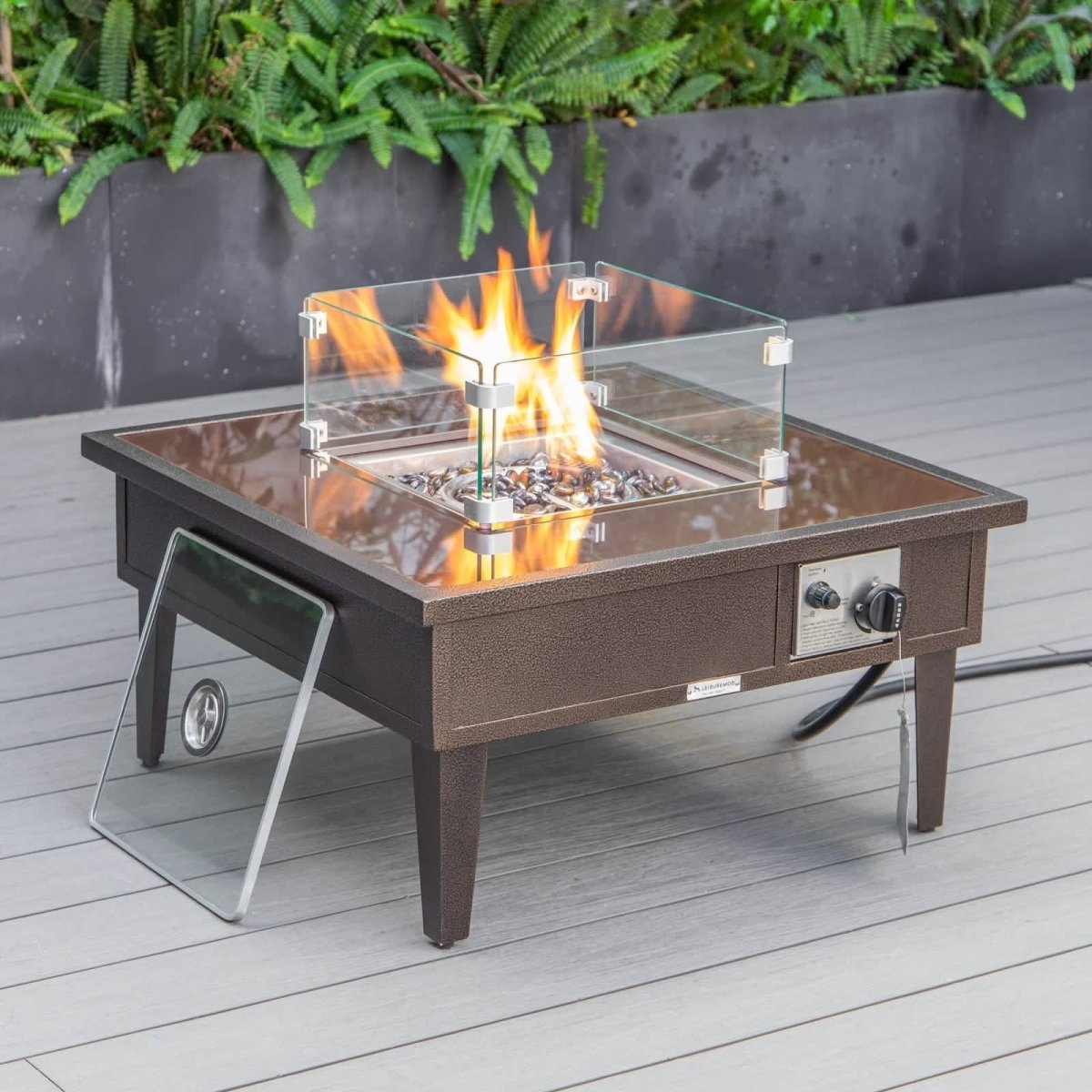 Walbrooke Outdoor Patio Square Fire Pit and Tank Holder White Fire Pits Leisuremod