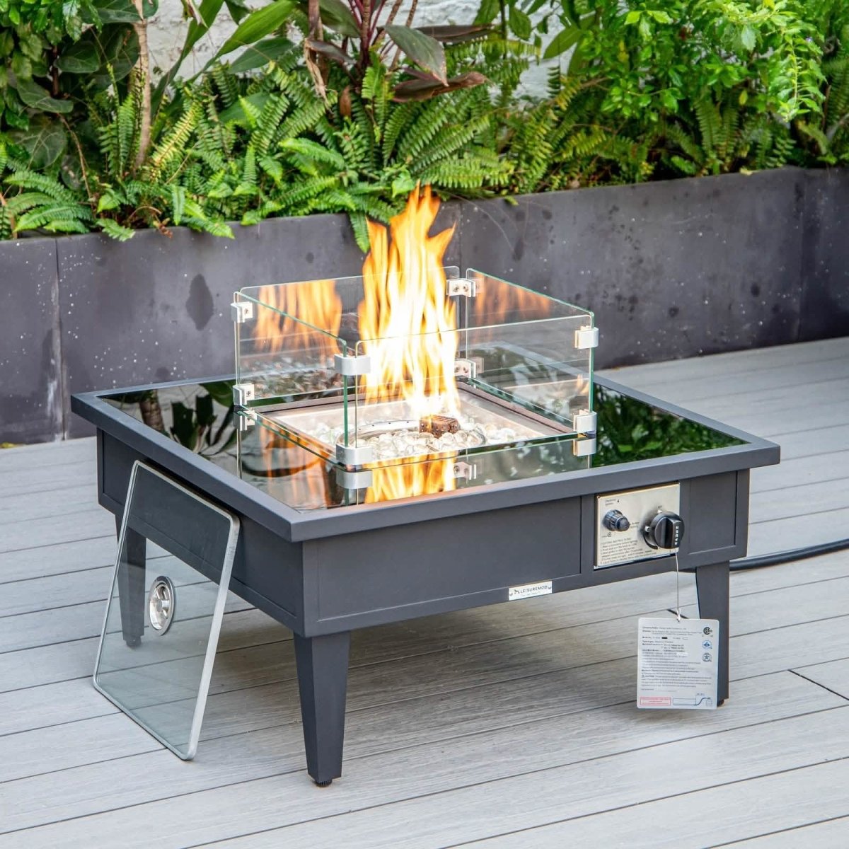 Walbrooke Outdoor Patio Square Fire Pit and Tank Holder White Fire Pits Leisuremod