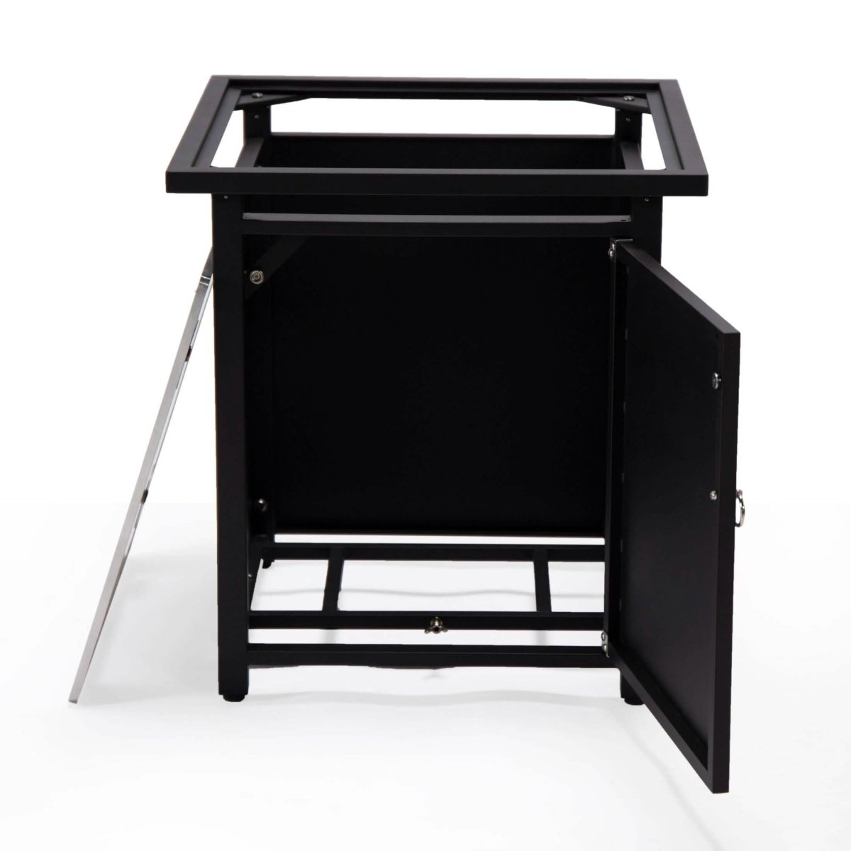 Walbrooke Outdoor Patio Square Fire Pit and Tank Holder Black Fire Pits Leisuremod