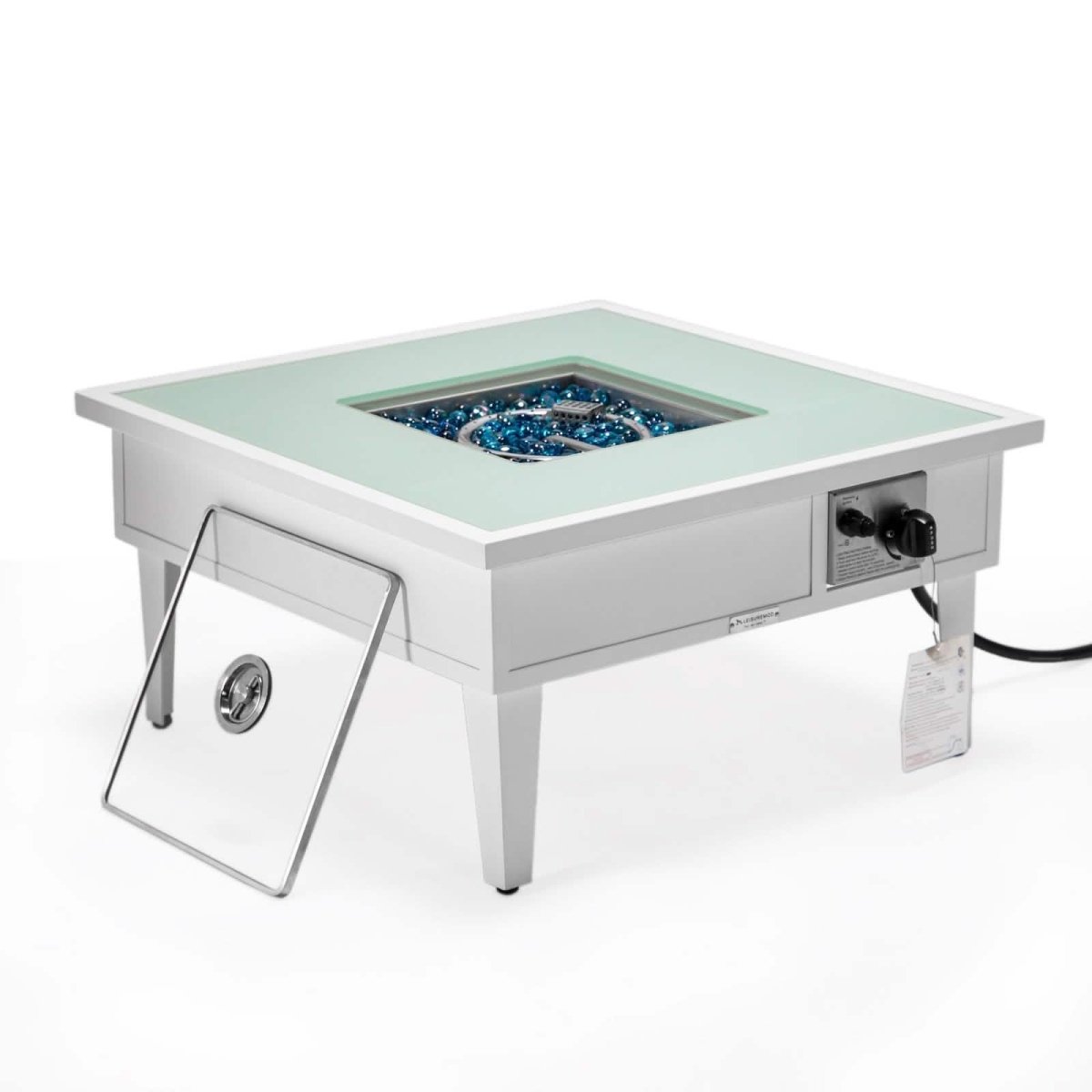 Walbrooke Outdoor Patio Square Fire Pit and Tank Holder White Fire Pits Leisuremod