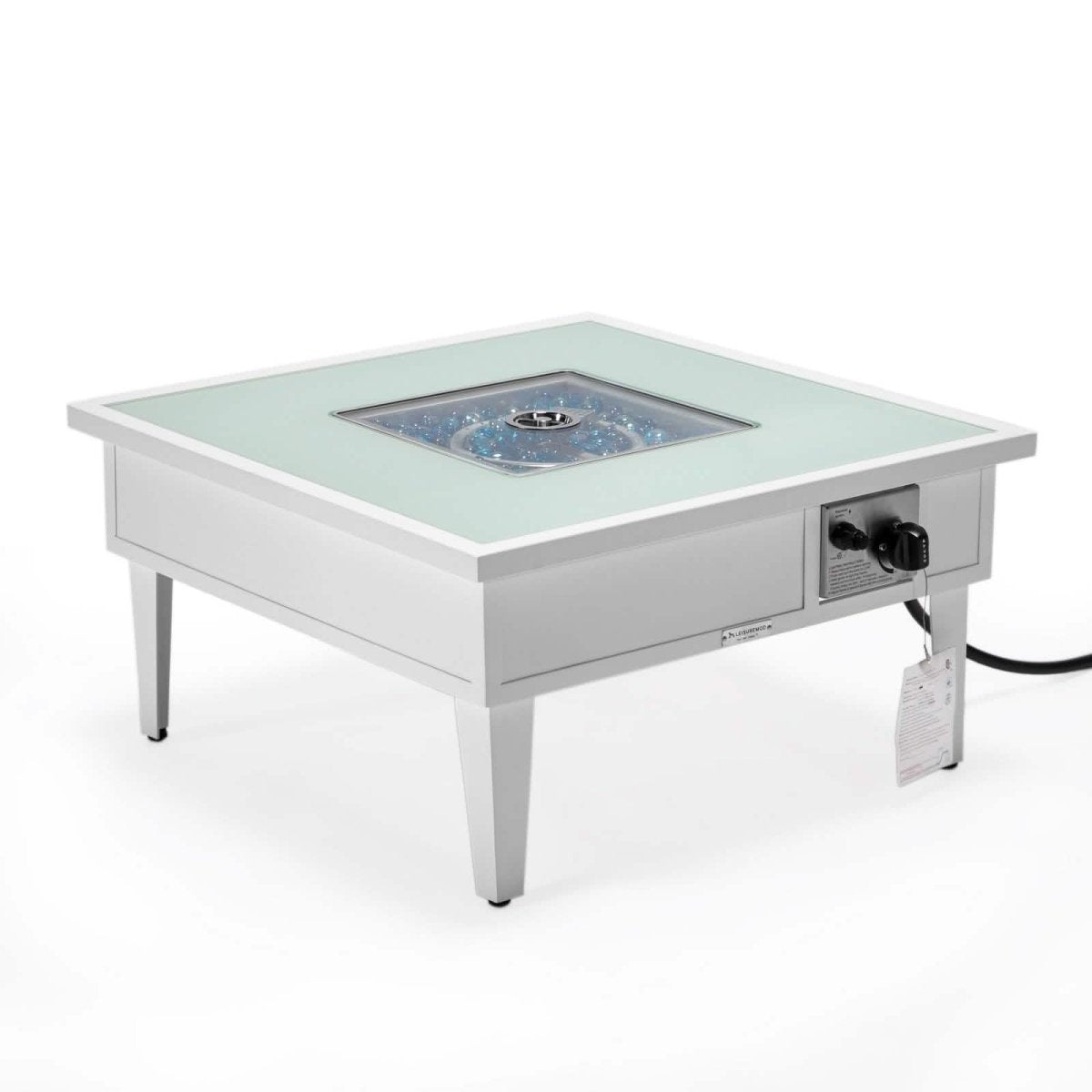 Walbrooke Outdoor Patio Square Fire Pit and Tank Holder White Fire Pits Leisuremod