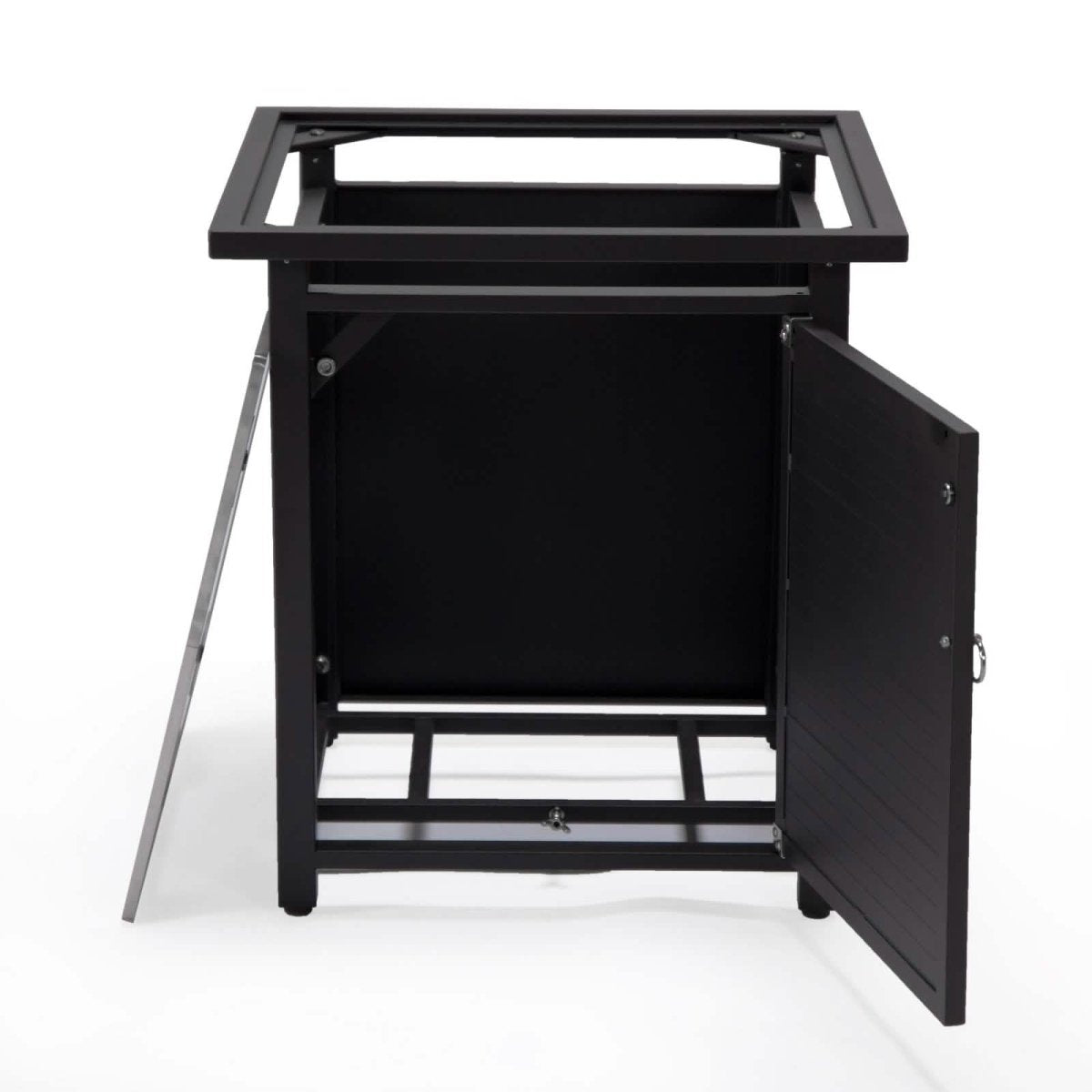 Walbrooke Outdoor Patio Square Fire Pit and Tank Holder with Slats Design White Fire Pits Leisuremod