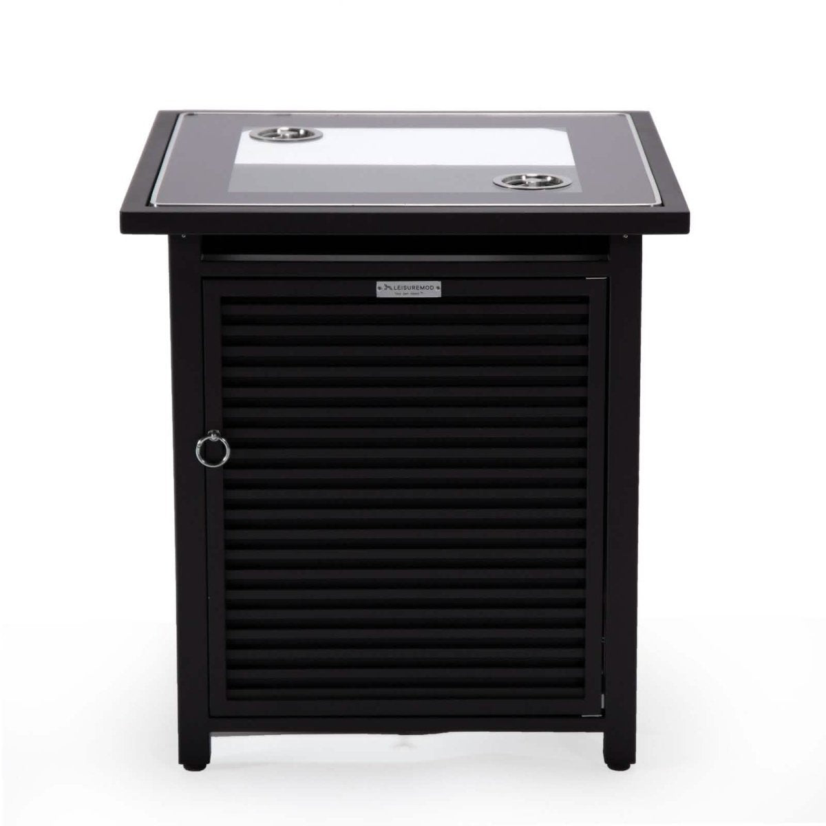 Walbrooke Outdoor Patio Square Fire Pit and Tank Holder with Slats Design White Fire Pits Leisuremod