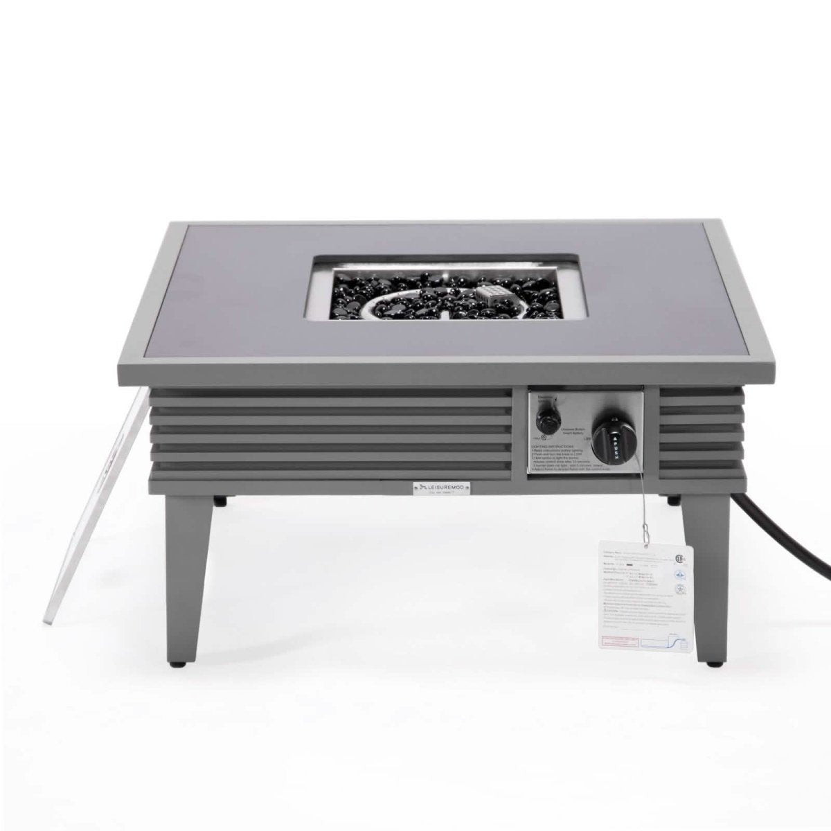 Walbrooke Outdoor Patio Square Fire Pit and Tank Holder with Slats Design White Fire Pits Leisuremod