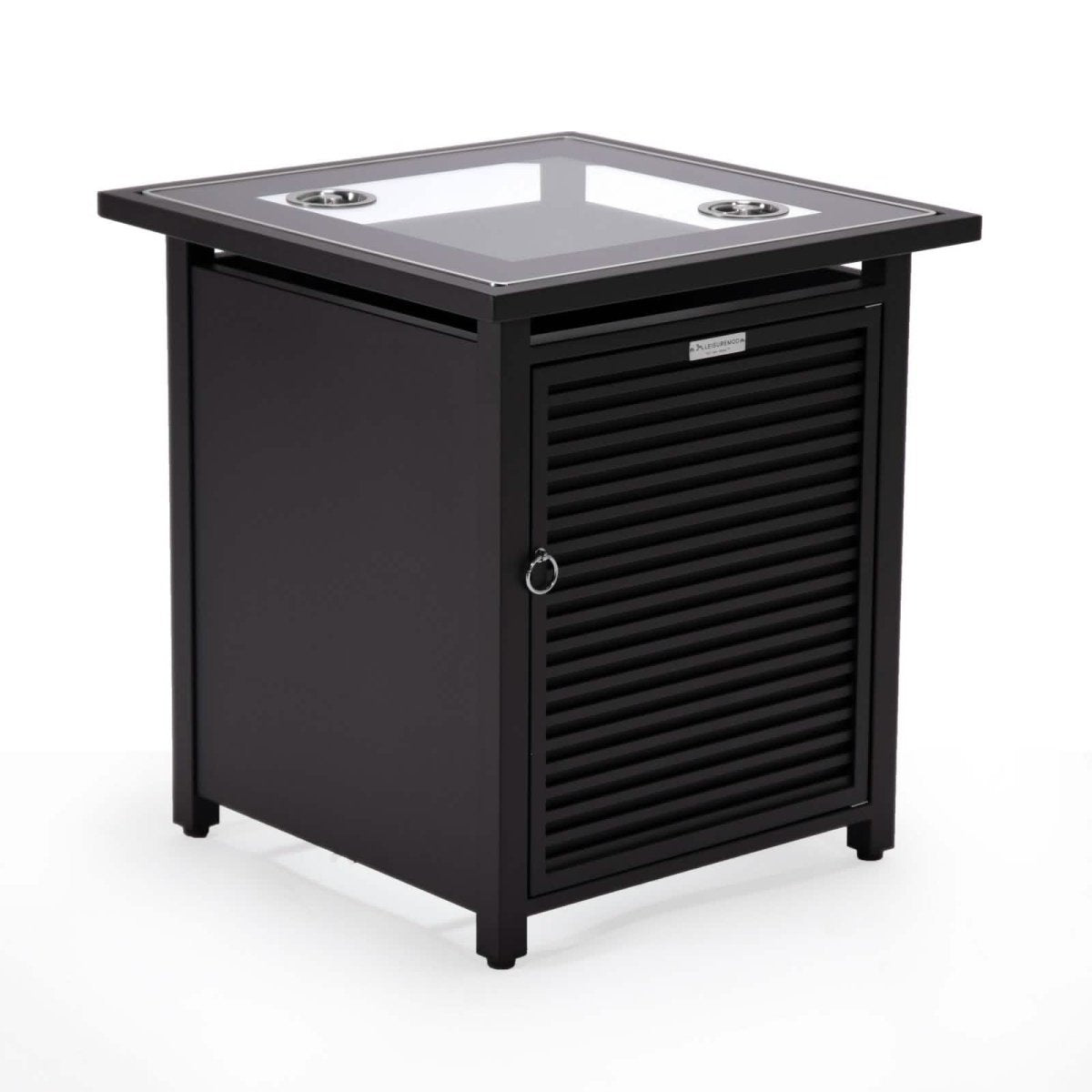 Walbrooke Outdoor Patio Square Fire Pit and Tank Holder with Slats Design White Fire Pits Leisuremod