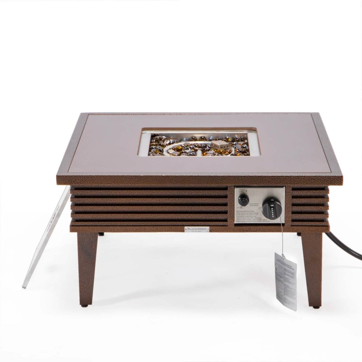 Walbrooke Outdoor Patio Square Fire Pit and Tank Holder with Slats Design White Fire Pits Leisuremod