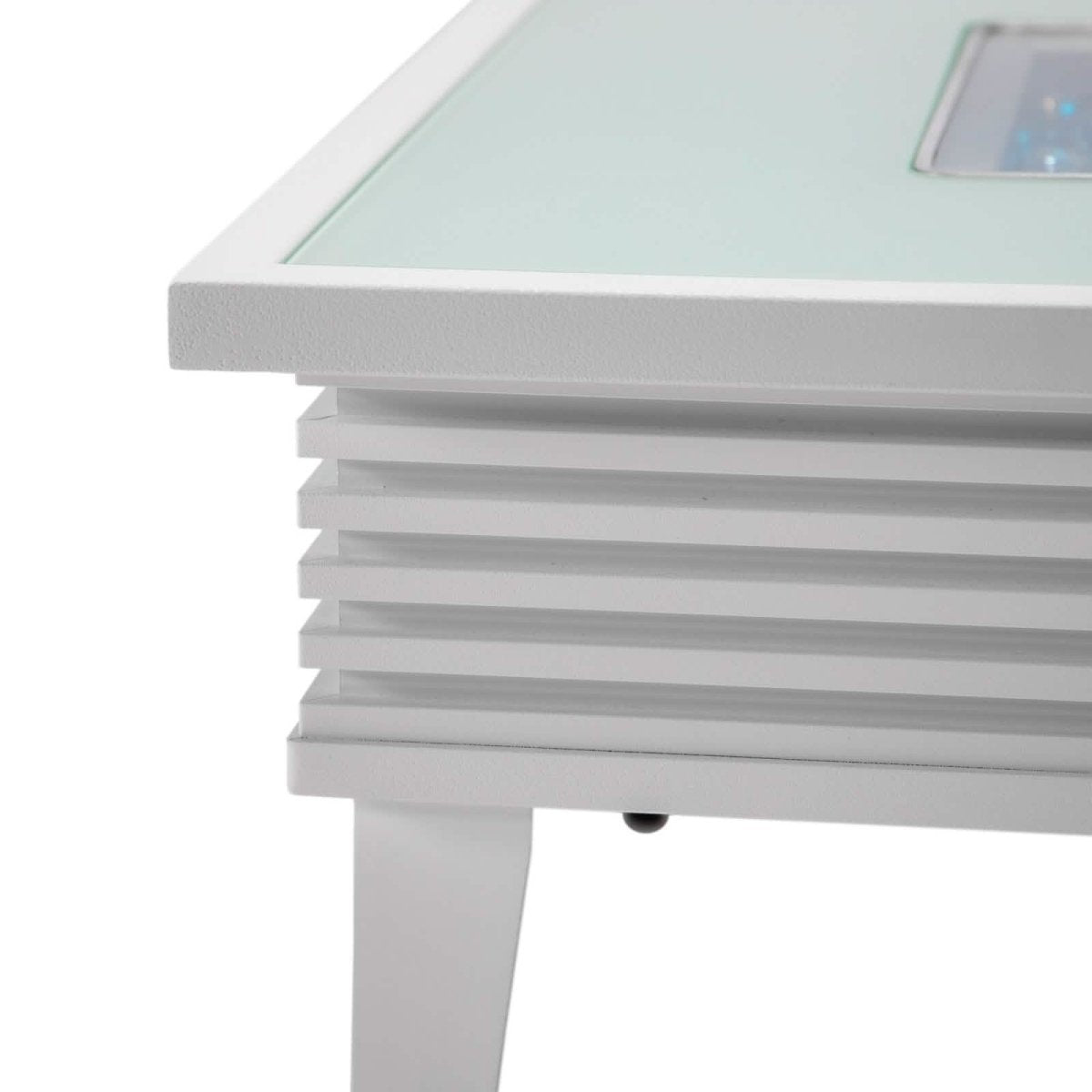 Walbrooke Outdoor Patio Square Fire Pit and Tank Holder with Slats Design White Fire Pits Leisuremod