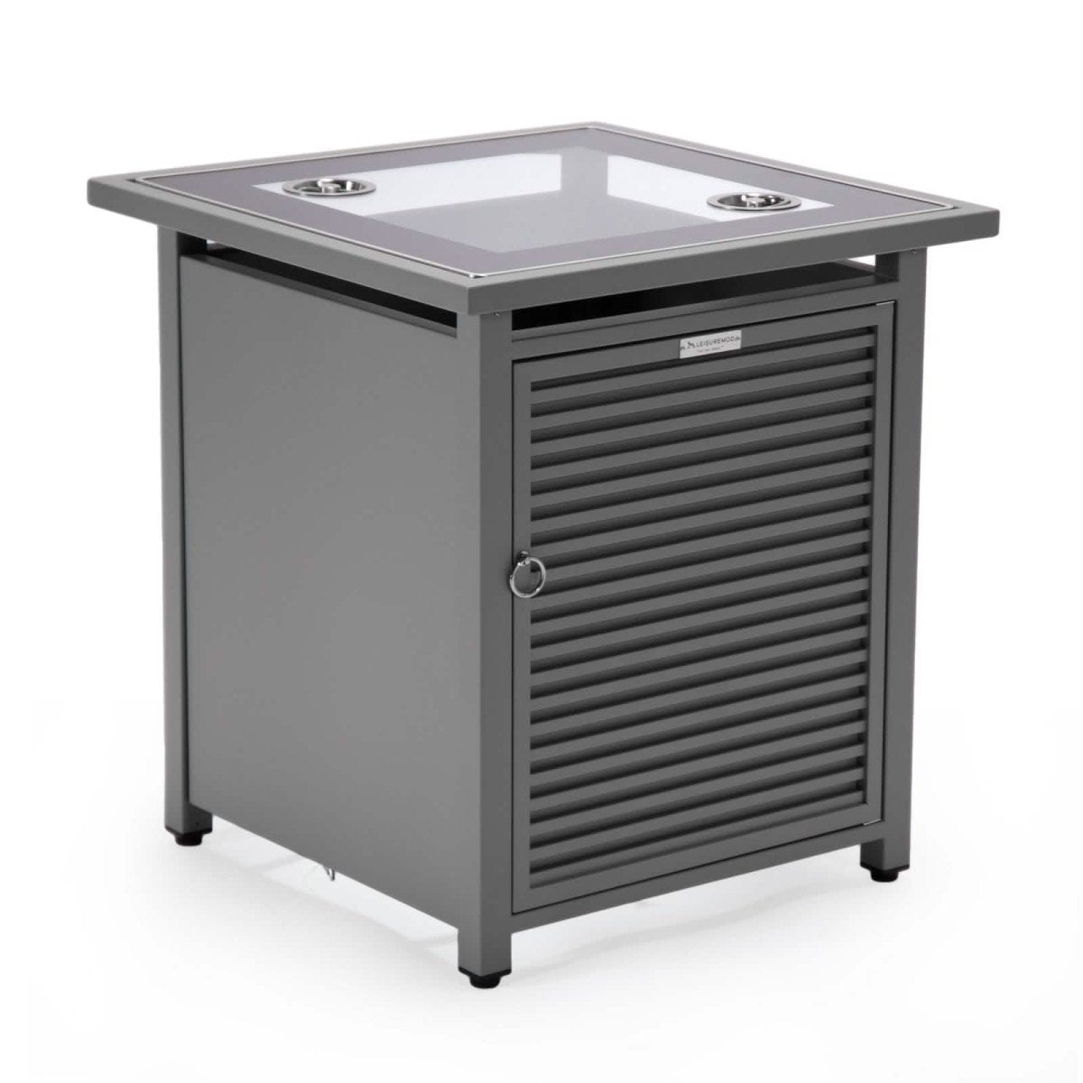 Walbrooke Outdoor Patio Square Fire Pit and Tank Holder with Slats Design White Fire Pits Leisuremod
