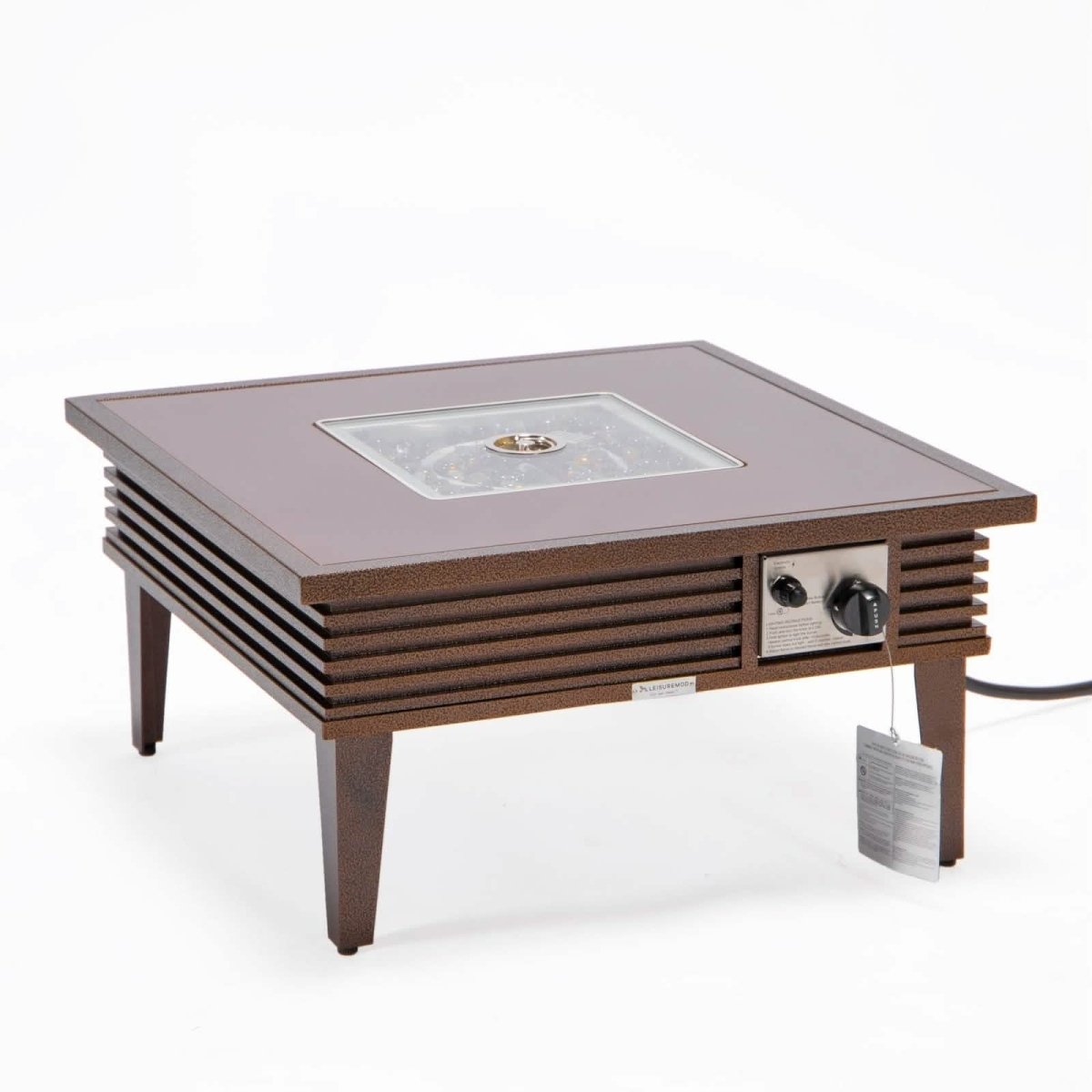 Walbrooke Outdoor Patio Square Fire Pit and Tank Holder with Slats Design White Fire Pits Leisuremod