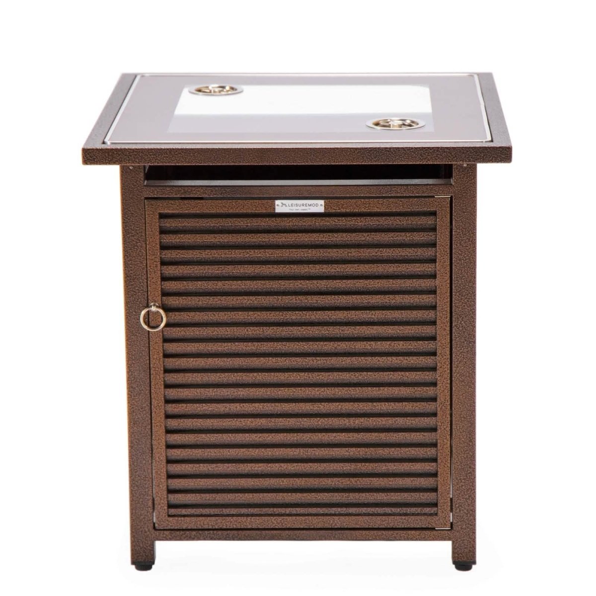 Walbrooke Outdoor Patio Square Fire Pit and Tank Holder with Slats Design White Fire Pits Leisuremod