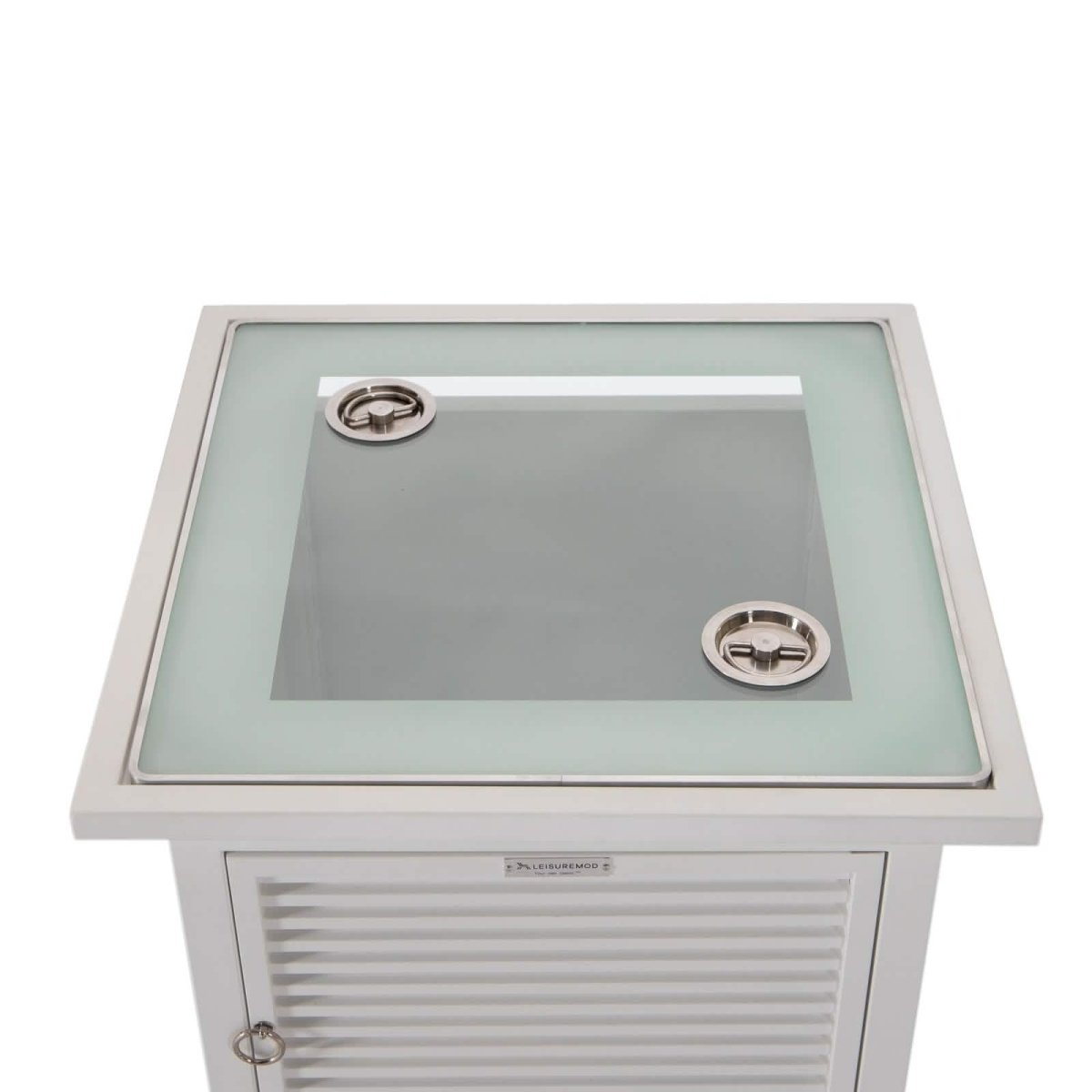 Walbrooke Outdoor Patio Square Fire Pit and Tank Holder with Slats Design White Fire Pits Leisuremod