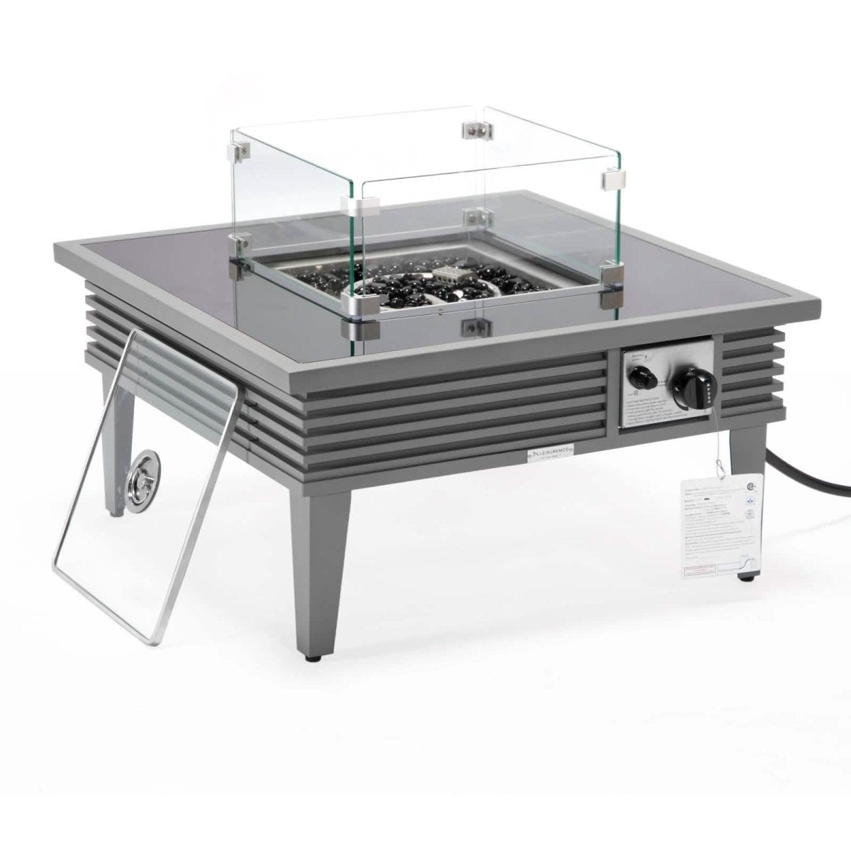 Walbrooke Outdoor Patio Square Fire Pit and Tank Holder with Slats Design White Fire Pits Leisuremod