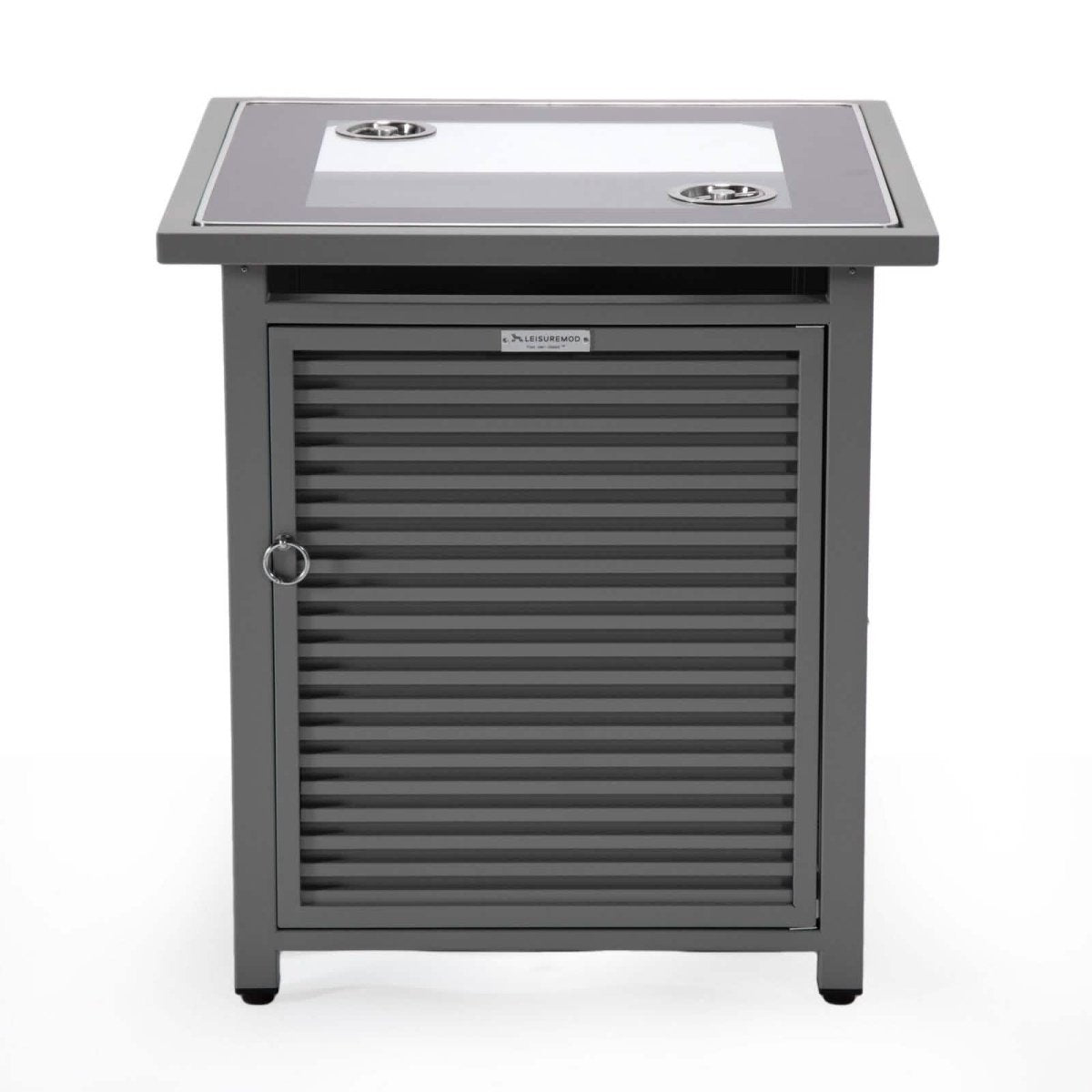 Walbrooke Outdoor Patio Square Fire Pit and Tank Holder with Slats Design White Fire Pits Leisuremod