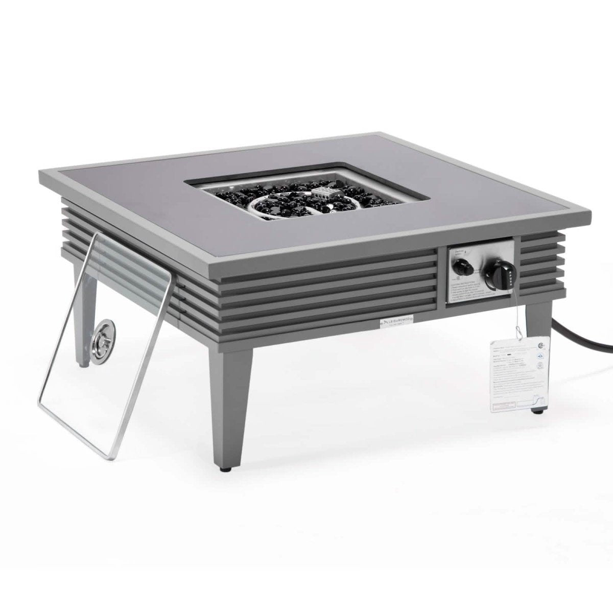 Walbrooke Outdoor Patio Square Fire Pit and Tank Holder with Slats Design White Fire Pits Leisuremod