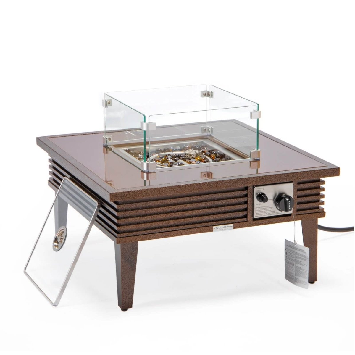 Walbrooke Outdoor Patio Square Fire Pit and Tank Holder with Slats Design White Fire Pits Leisuremod